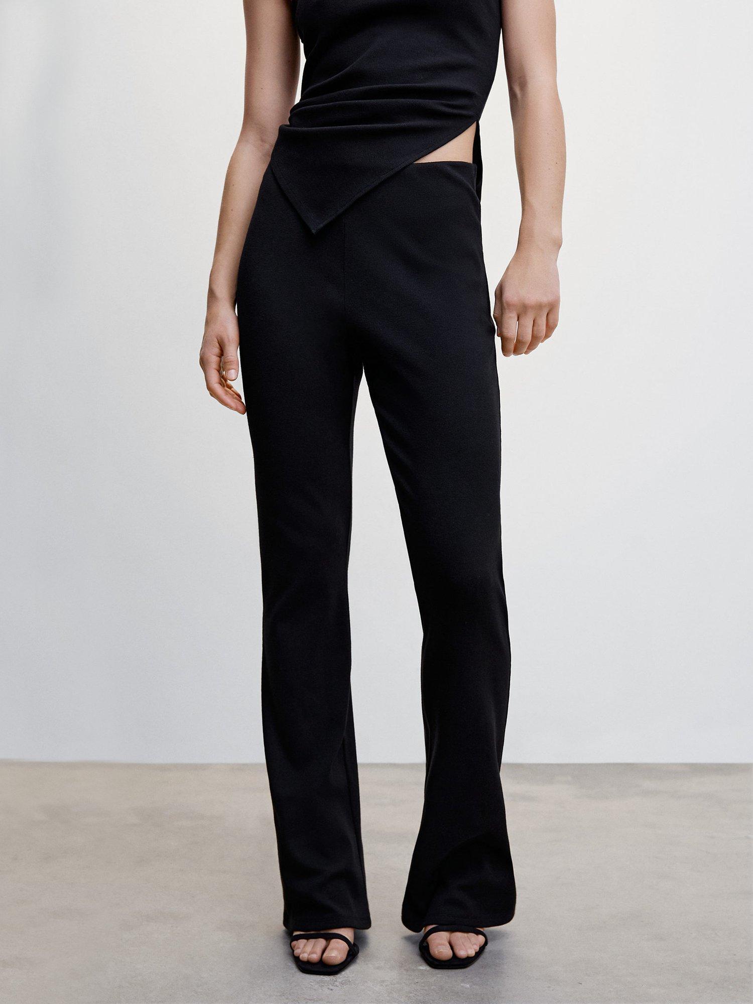 Mango Halo Flared Knitted Trouser, Black