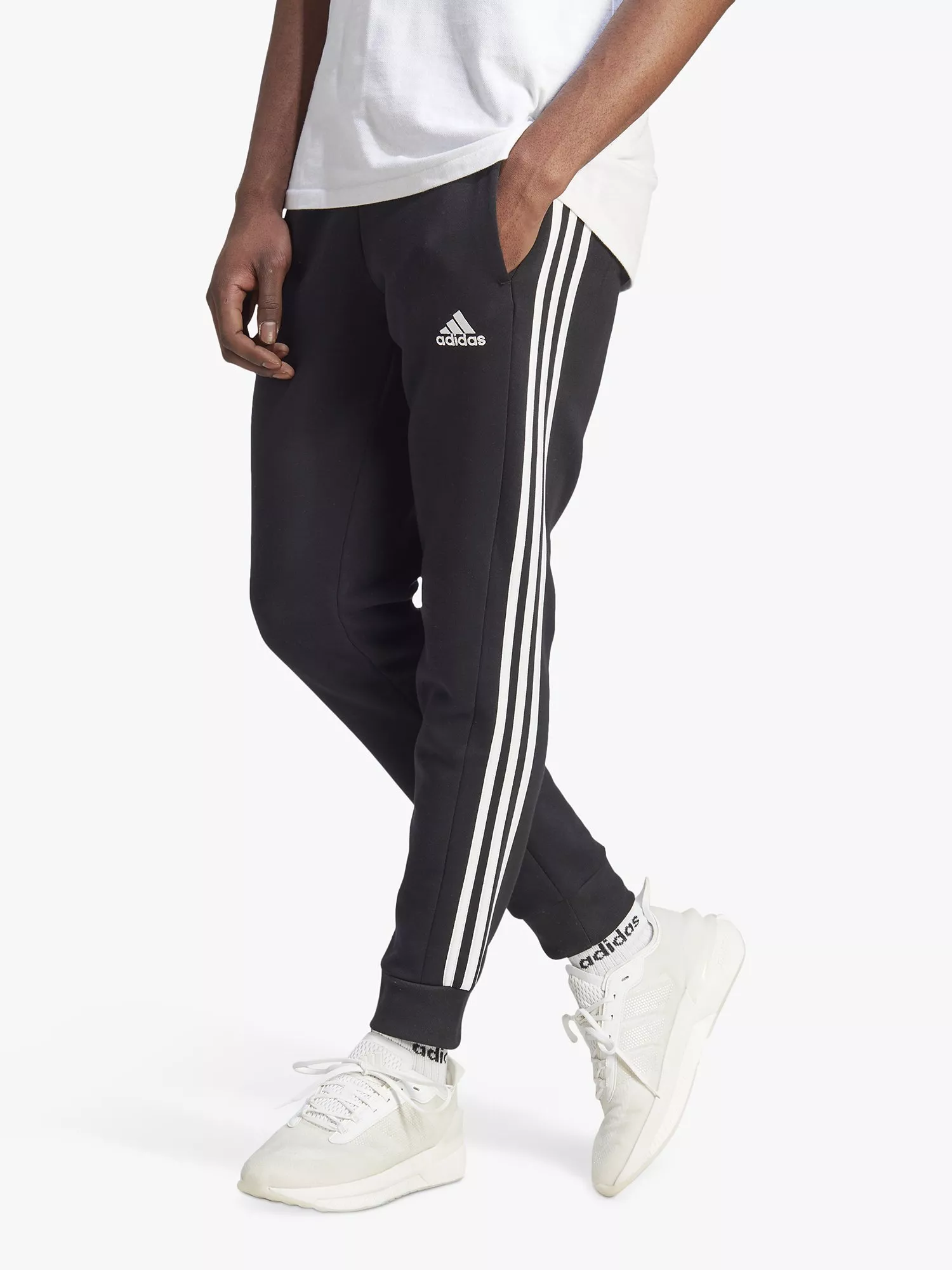 Adidas half stripe joggers hotsell