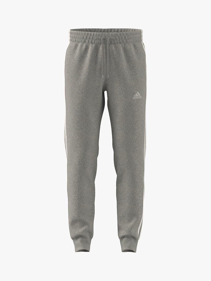 adidas Essentials Fleece 3 Stripes Tapered Cuff Joggers Grey Heather