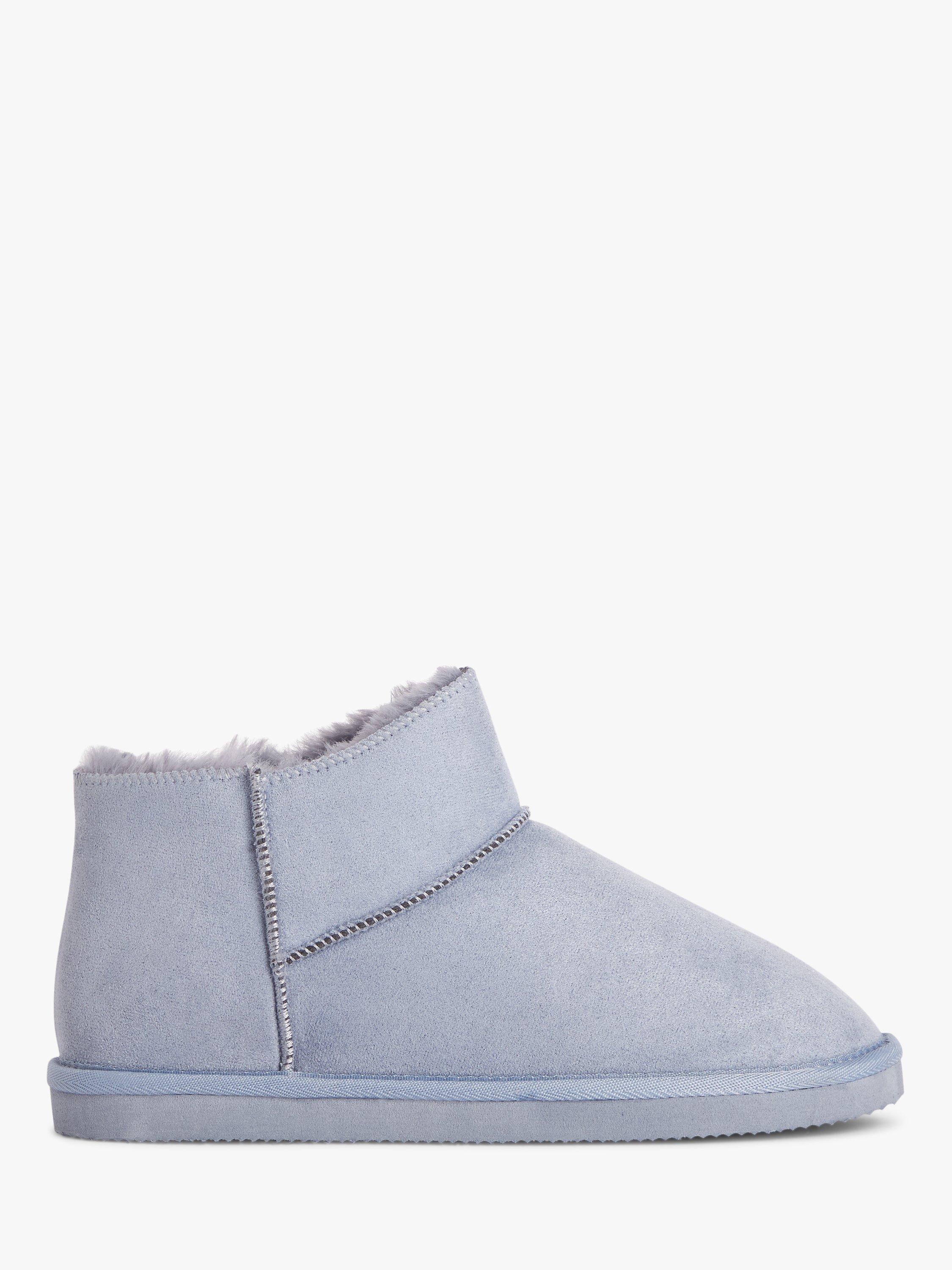 John Lewis ANYDAY Microsuede Faux Fur Cropped Slipper Boots Grey