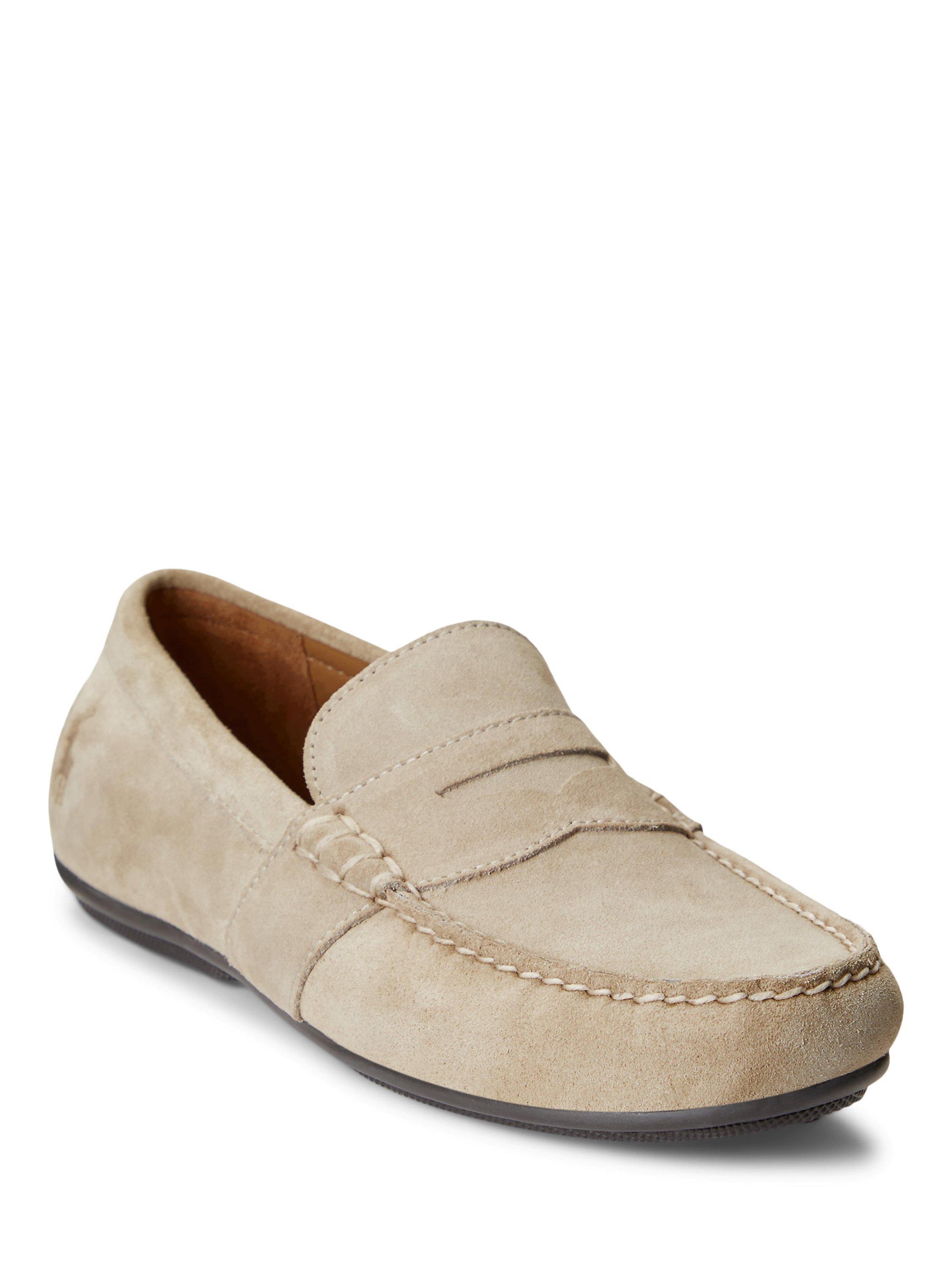 Product image 2 of 4, which shows Ralph Lauren Reynold Suede Moccasin Loafers, Milkshake, 7