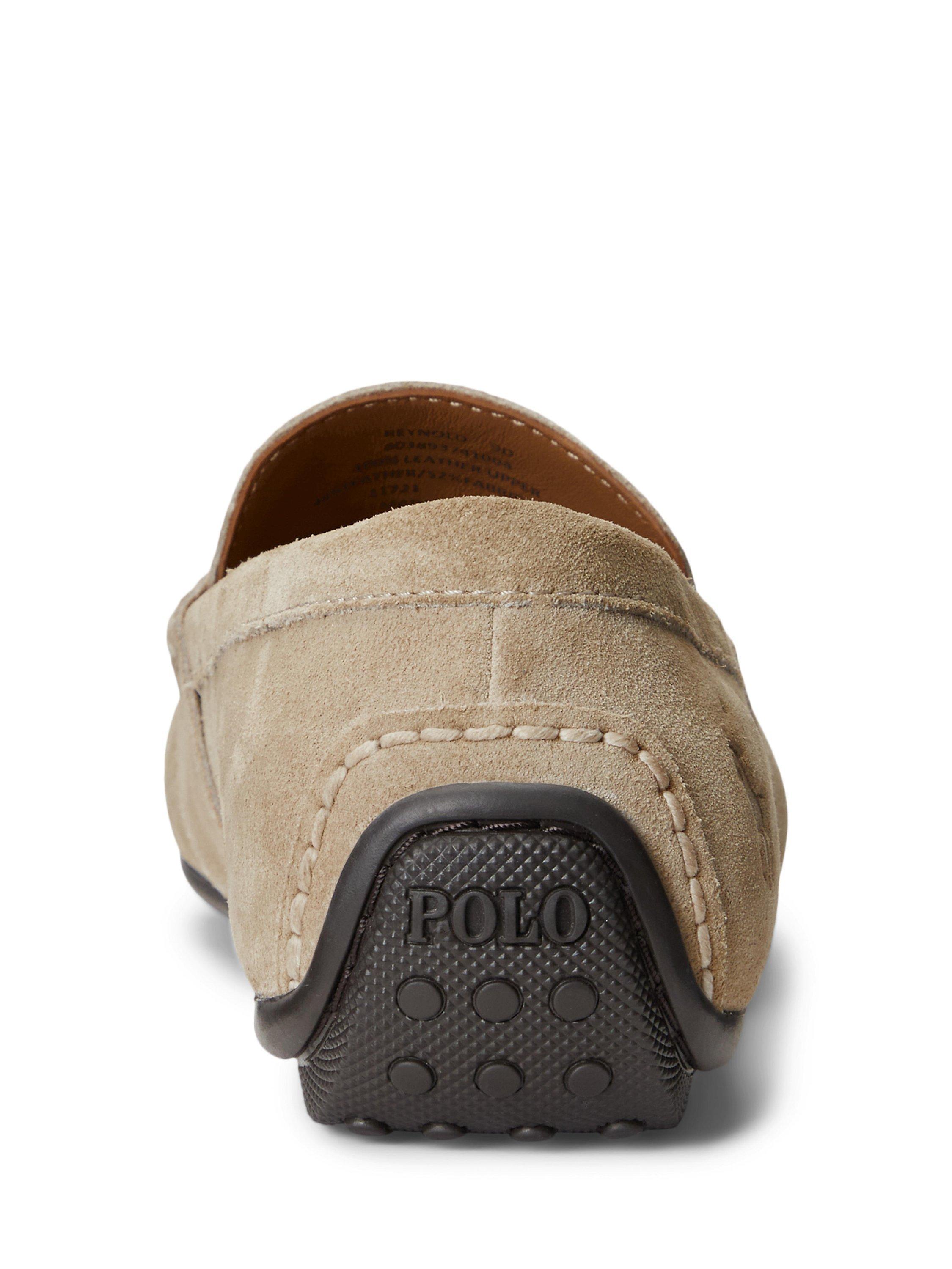 Product image 3 of 4, which shows Ralph Lauren Reynold Suede Moccasin Loafers, Milkshake, 7
