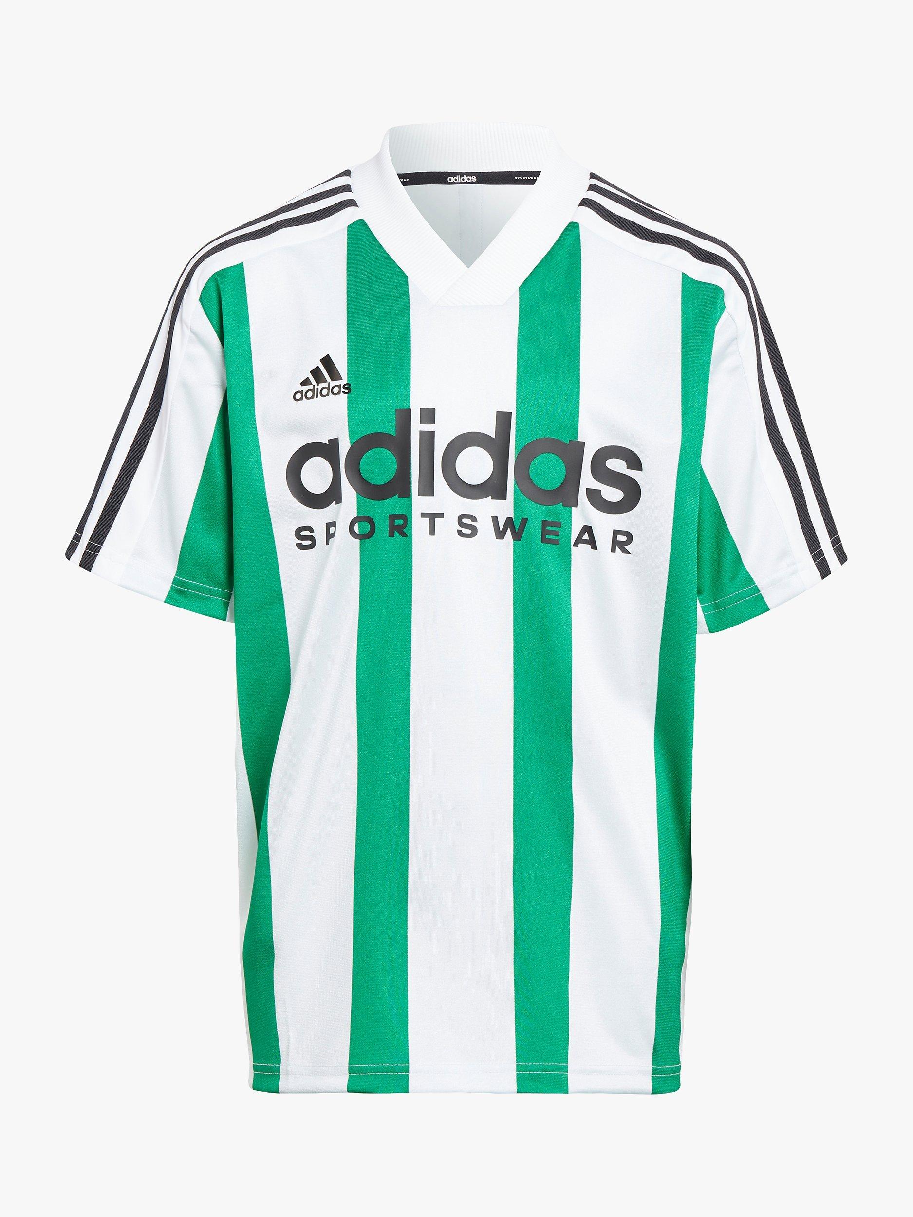 adidas Kids' Tiro Football T-Shirt, White/Green