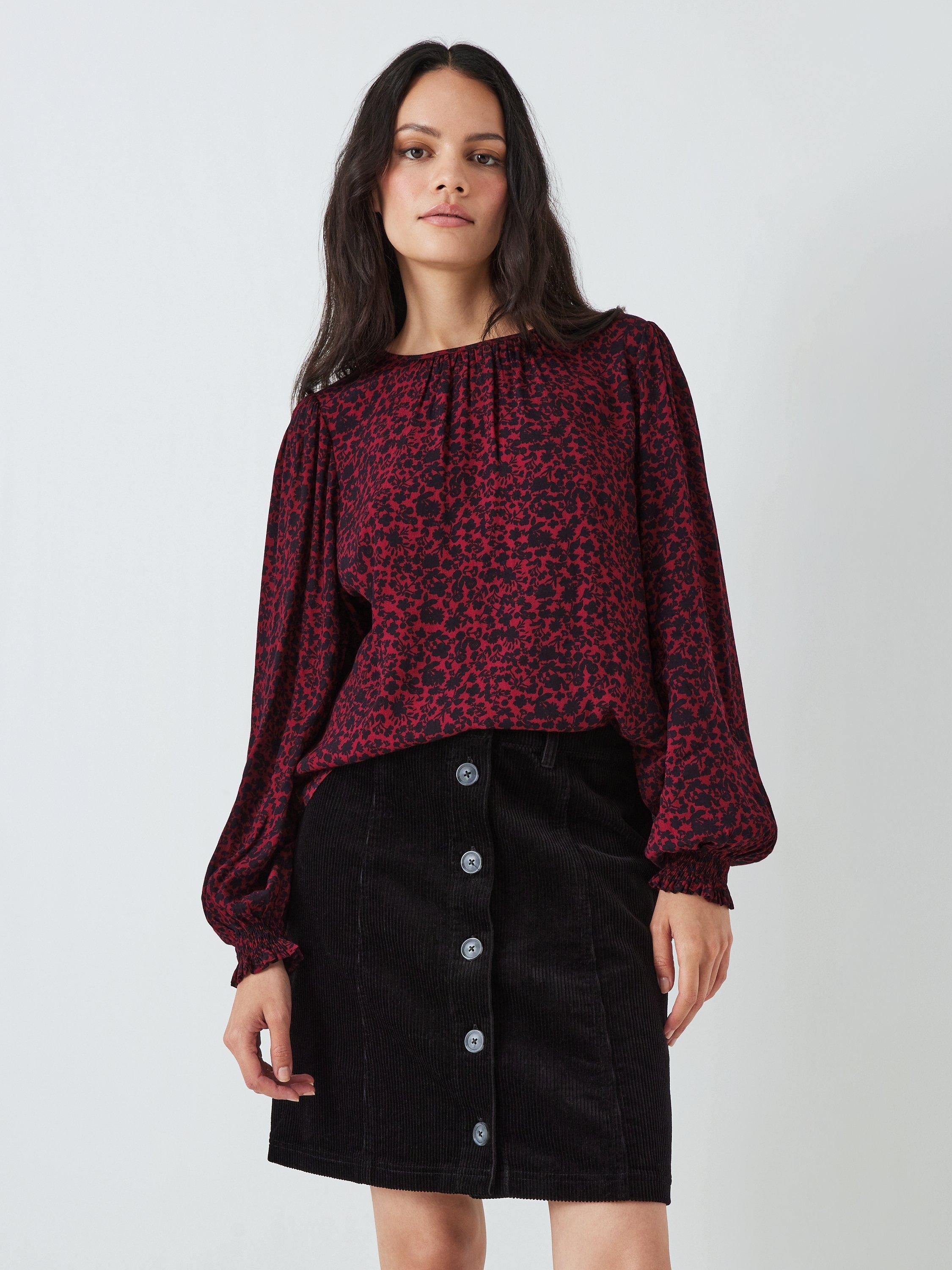 John Lewis ANYDAY Berry Floral Top, Burgundy