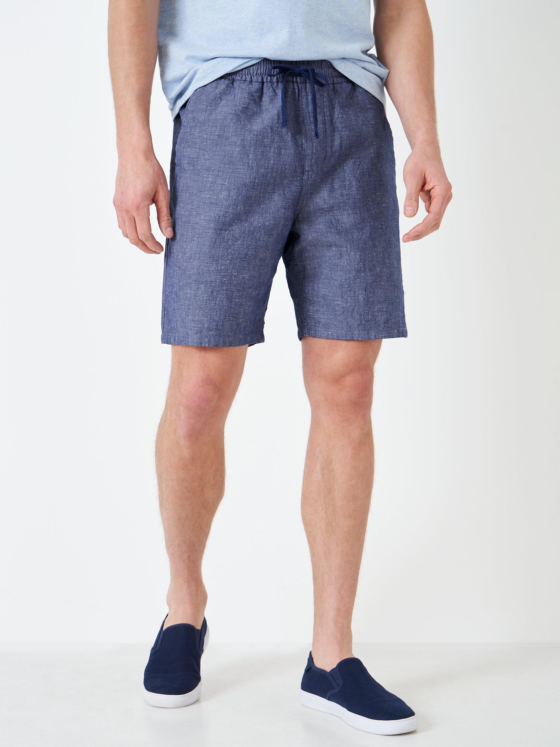 Crew Clothing Linen Blend Deck Shorts, Navy Blue
