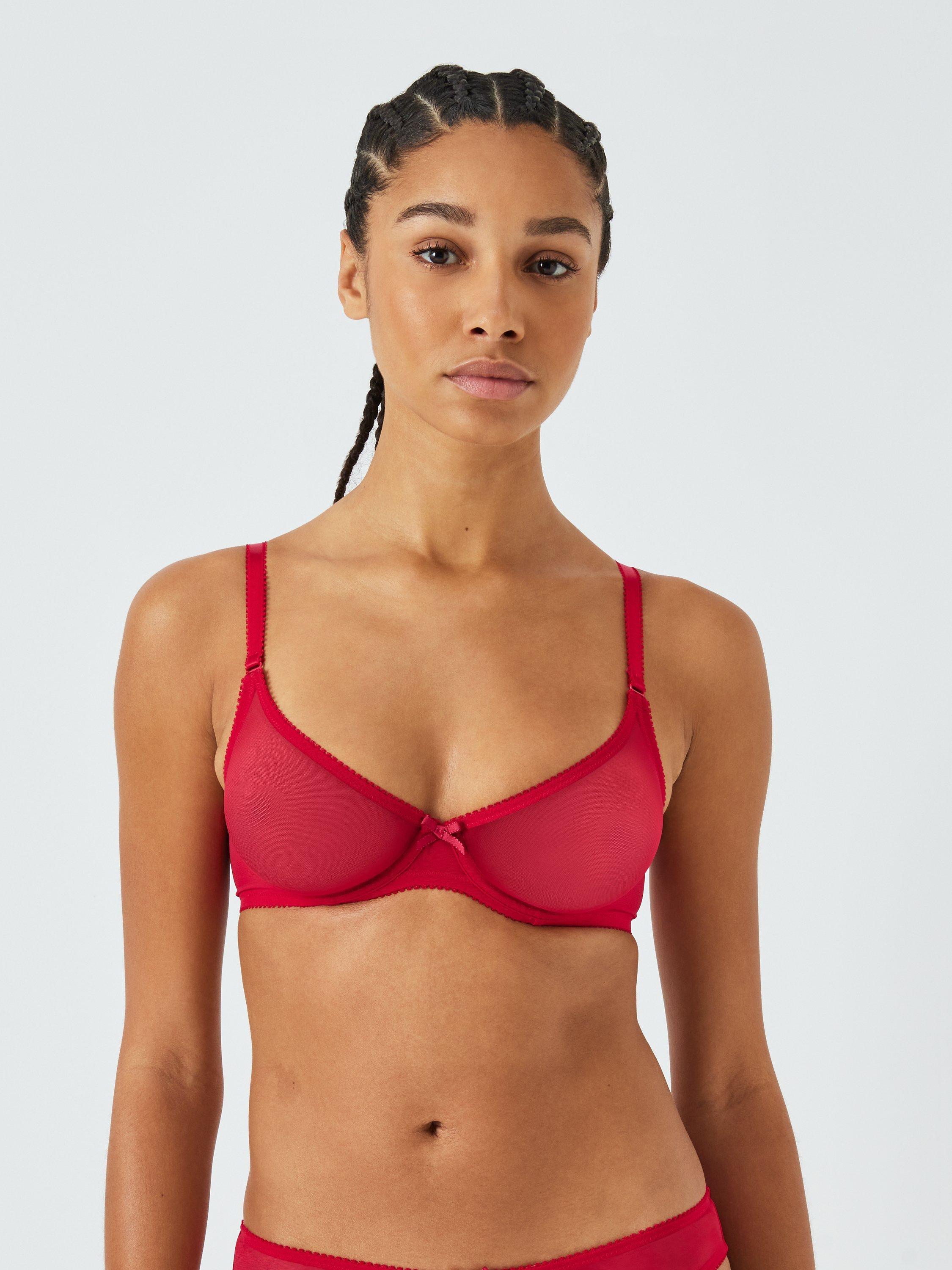 John Lewis Marley Sheer T-Shirt Bra, Red Jalapeno