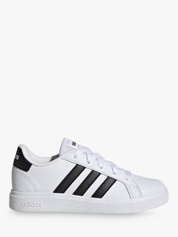 adidas Kids' Grand Court 2.0 Trainers, White/Black, White/Black