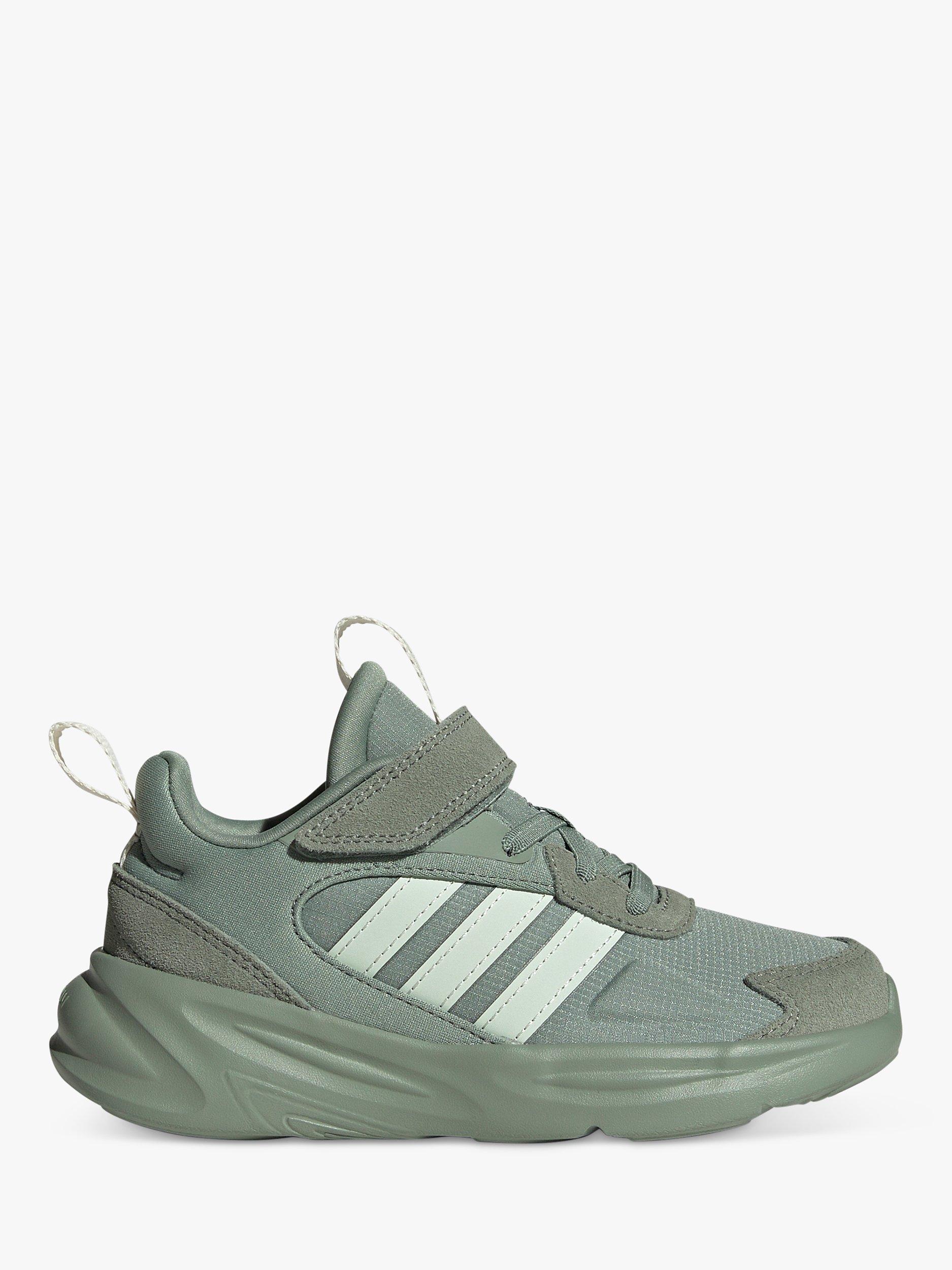 adidas Kids' Ozelle Cloudfoam Trainers, Silver/Green