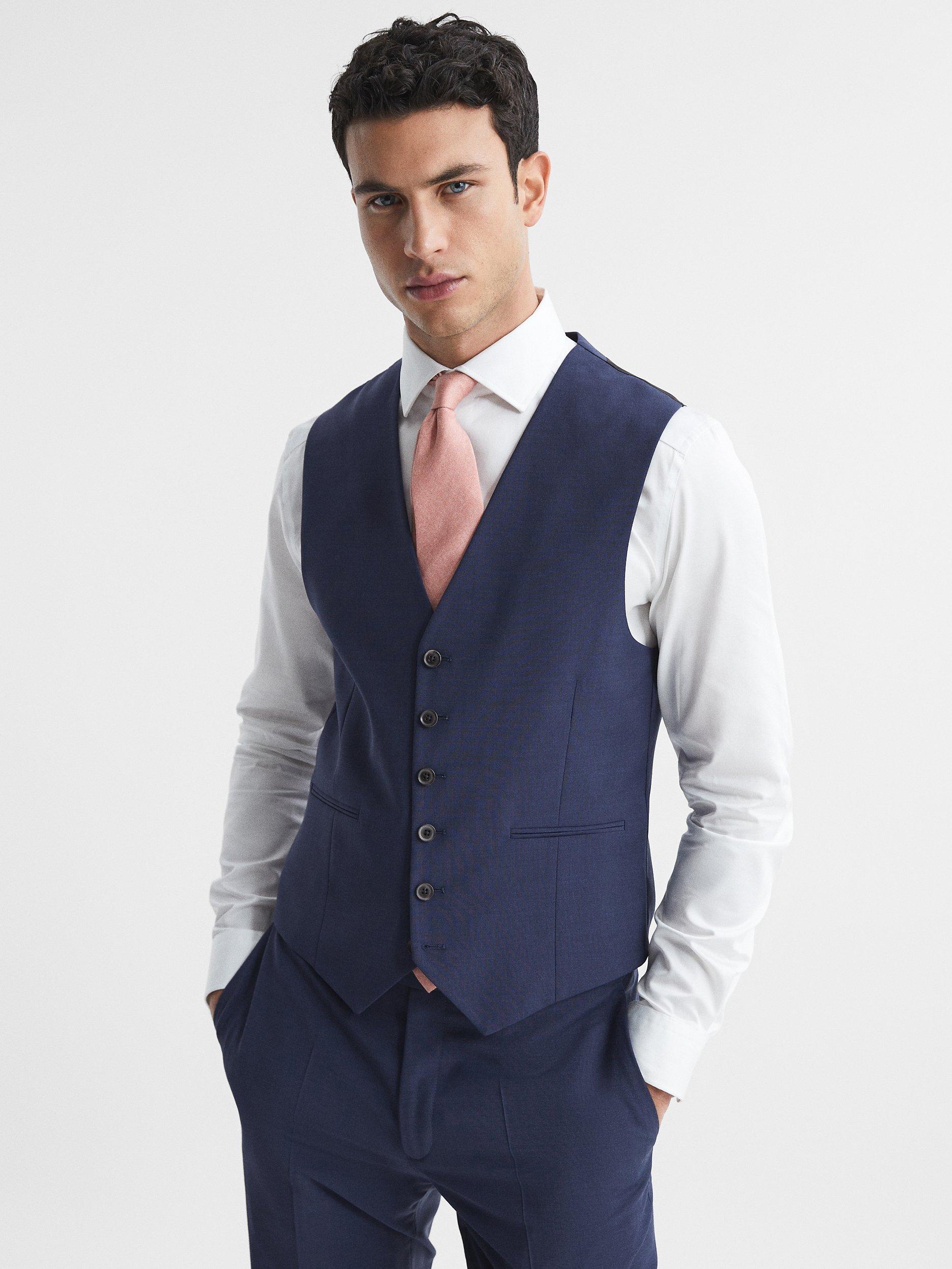 Reiss Wish Wool Blend Waistcoat, Bright Blue, 36