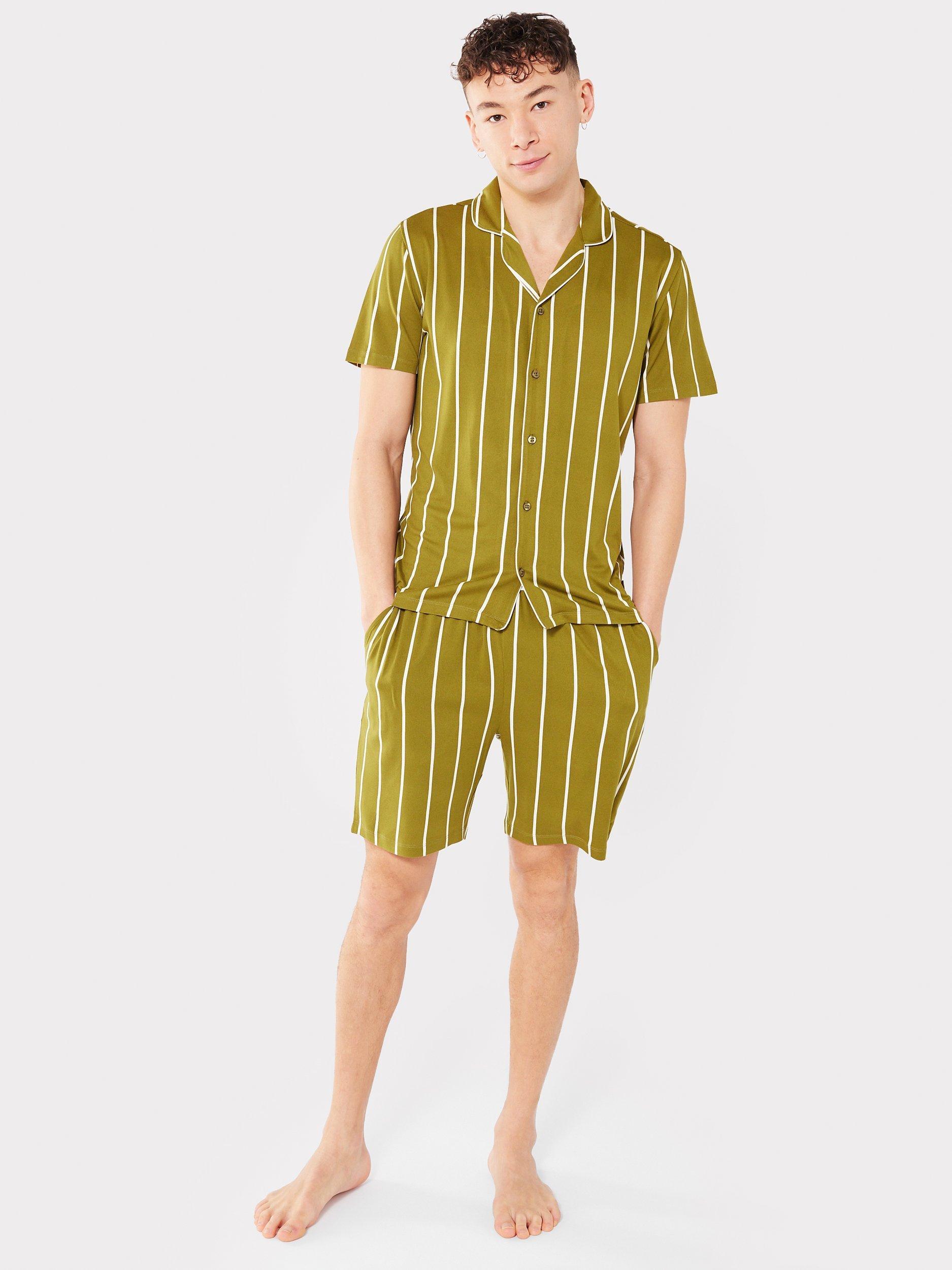 Chelsea Peers Striped Short Pyjamas, Khaki