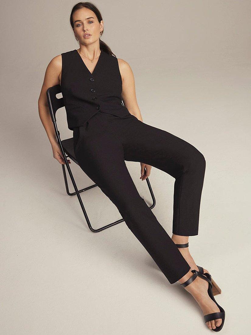 Mint Velvet Tapered Trousers, Black