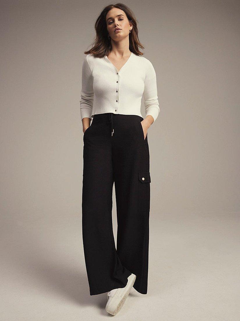 Mint Velvet Cargo Wide Leg Trousers, Black