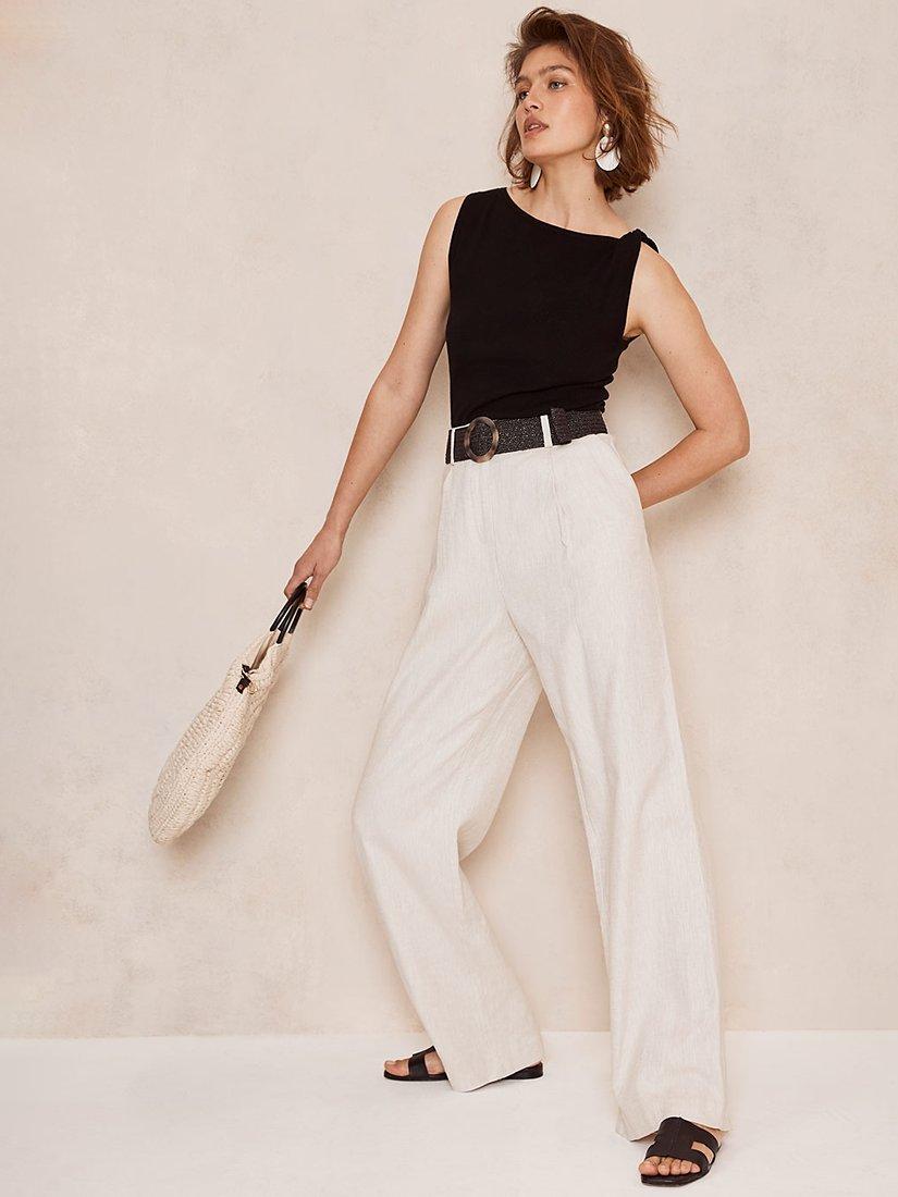 Mint Velvet Neutral Trousers, Natural
