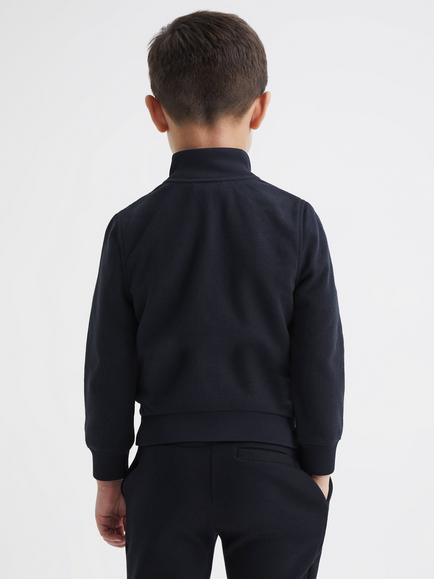 Reiss Kids' Flintoff Funnel Neck Quilted Hybrid Jacket - view 2, Navy
