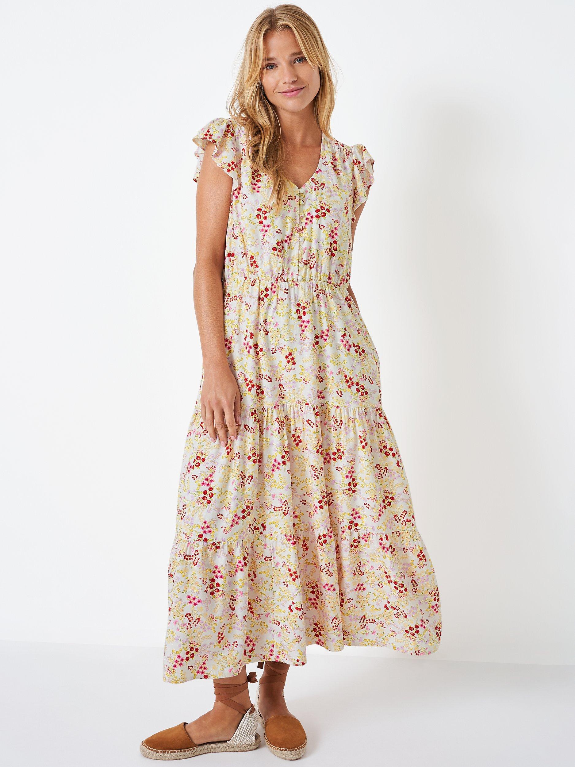 Crew Clothing Lauren Midi Dress, Multi/White