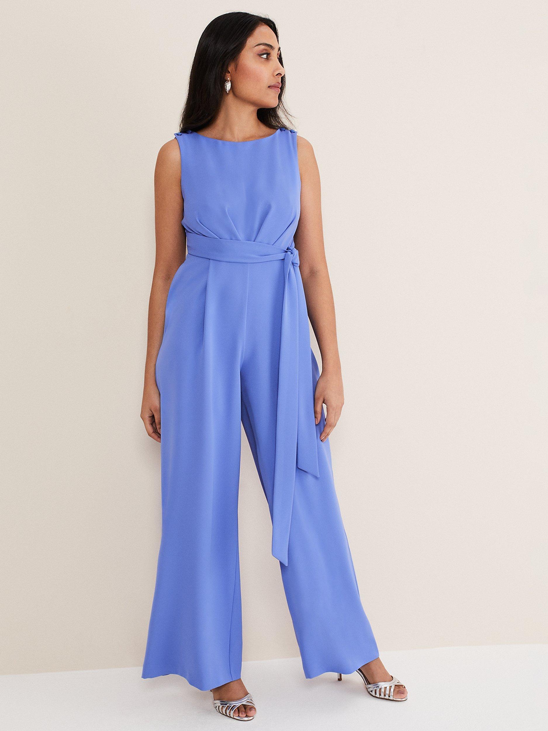 Phase Eight Petite Elaina Twist Back Jumpsuit, Foxglove Blue