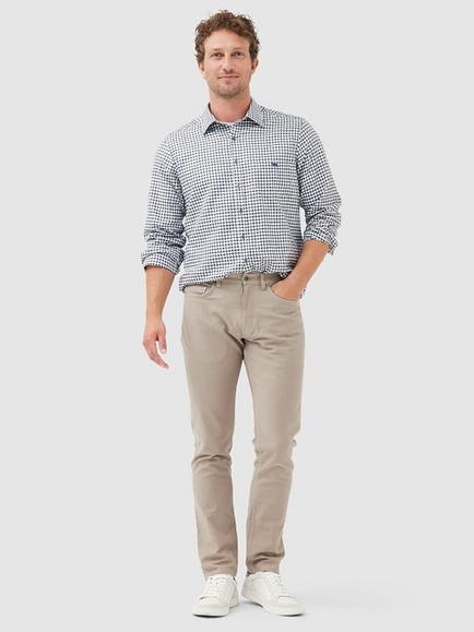 Rodd & Gunn Gebbies Valley Check Linen Cotton Straight Fit Long Sleeve Shirt - view 2, Walnut