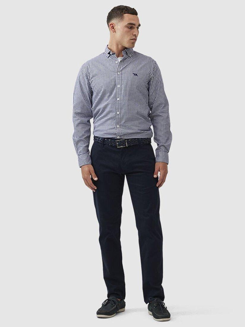 Product image 2 of 5, which shows Rodd & Gunn Gunn Cotton Superfine Check Slim Fit Long Sleeve Shirt, Snow, XS
