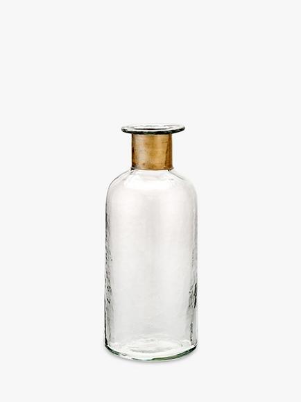 Nkuku Chara Hammered Glass Bottle Vase, Clear - view 2, Clear