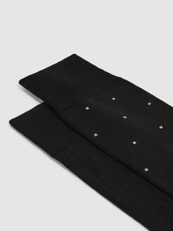 Reiss Graham Ribbed and Spot Cotton Blend Socks, Pack of 2 - view 2, Black