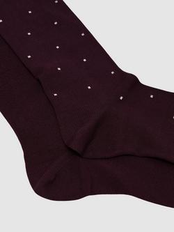 Reiss Graham Ribbed and Spot Cotton Blend Socks, Pack of 2 - view 2, Bordeaux