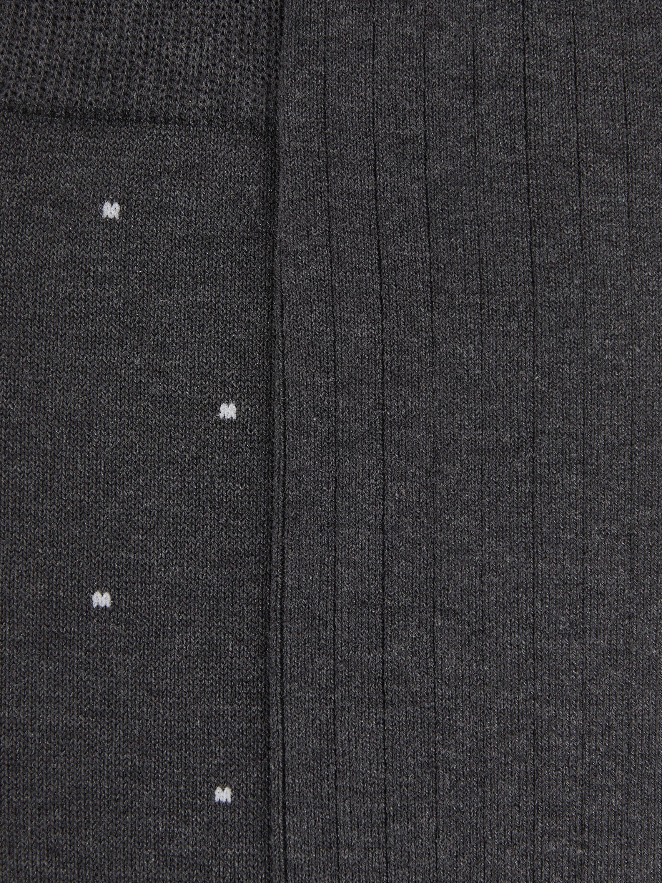 Product image 3 of 3, which shows Reiss Graham Ribbed and Spot Cotton Blend Socks, Pack of 2, Charcoal, 6-8