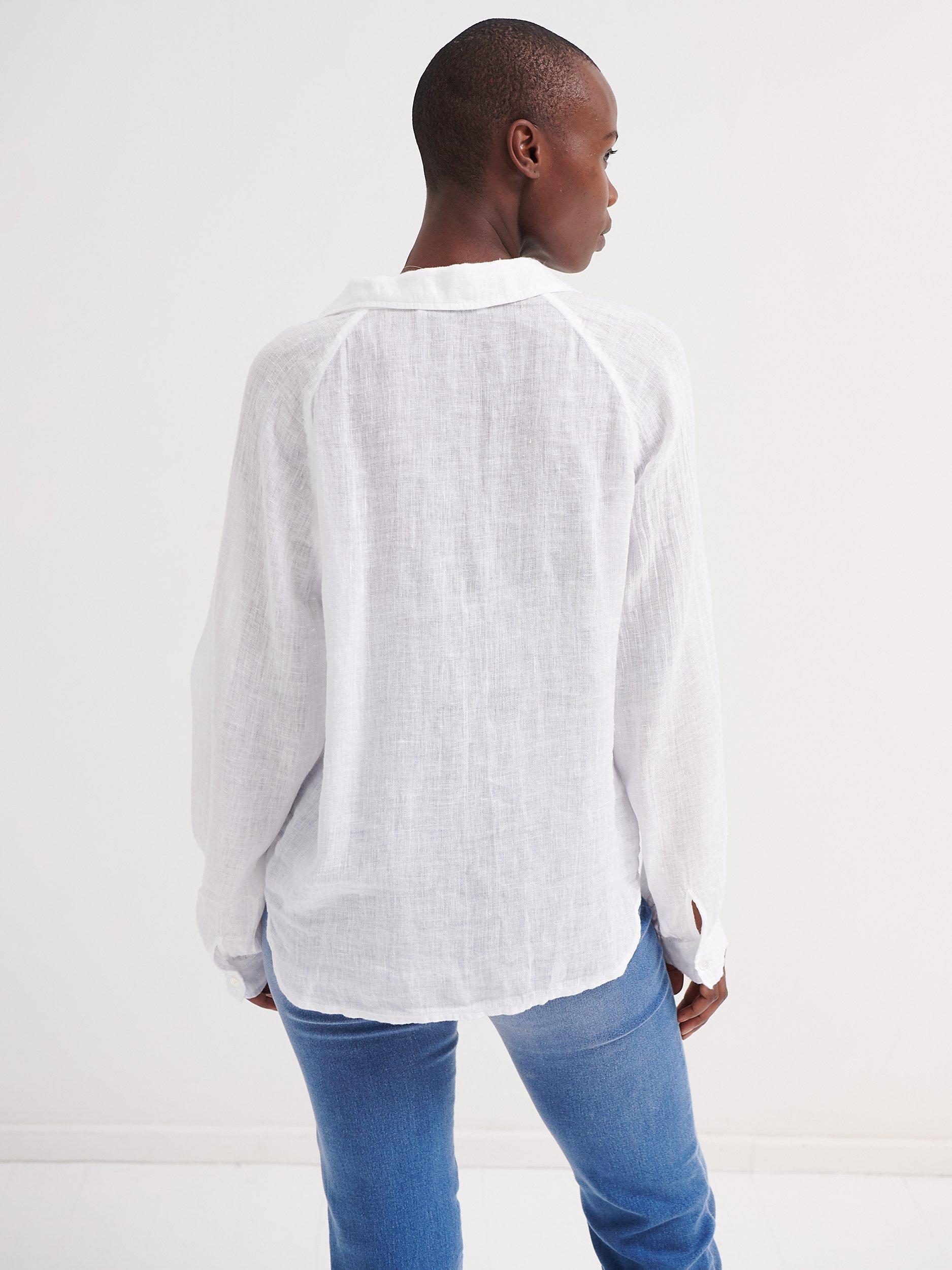 Product image 3 of 7, which shows NRBY Lydia Gauze Linen Blouse, White, XS
