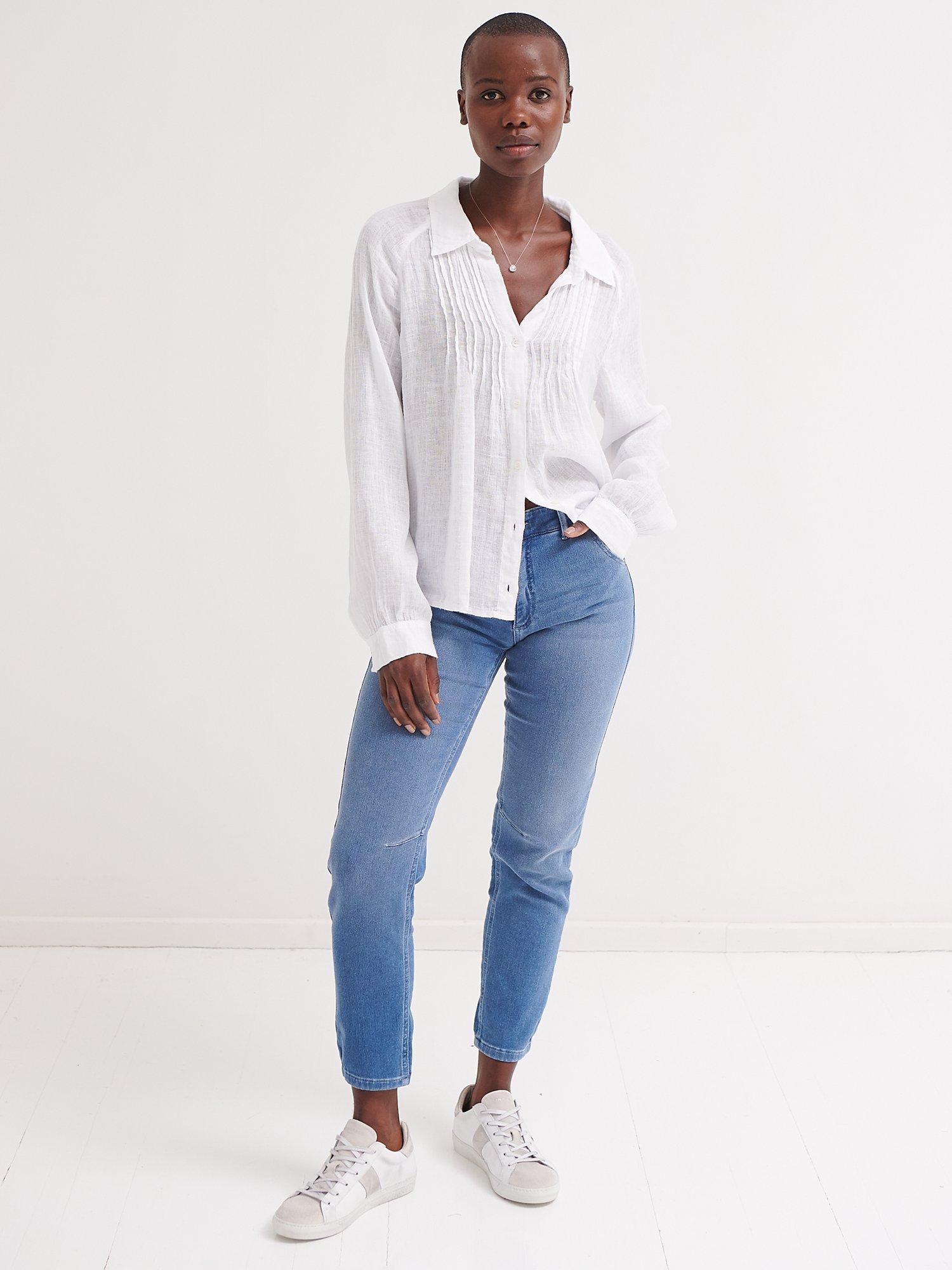 Product image 6 of 7, which shows NRBY Lydia Gauze Linen Blouse, White, XS