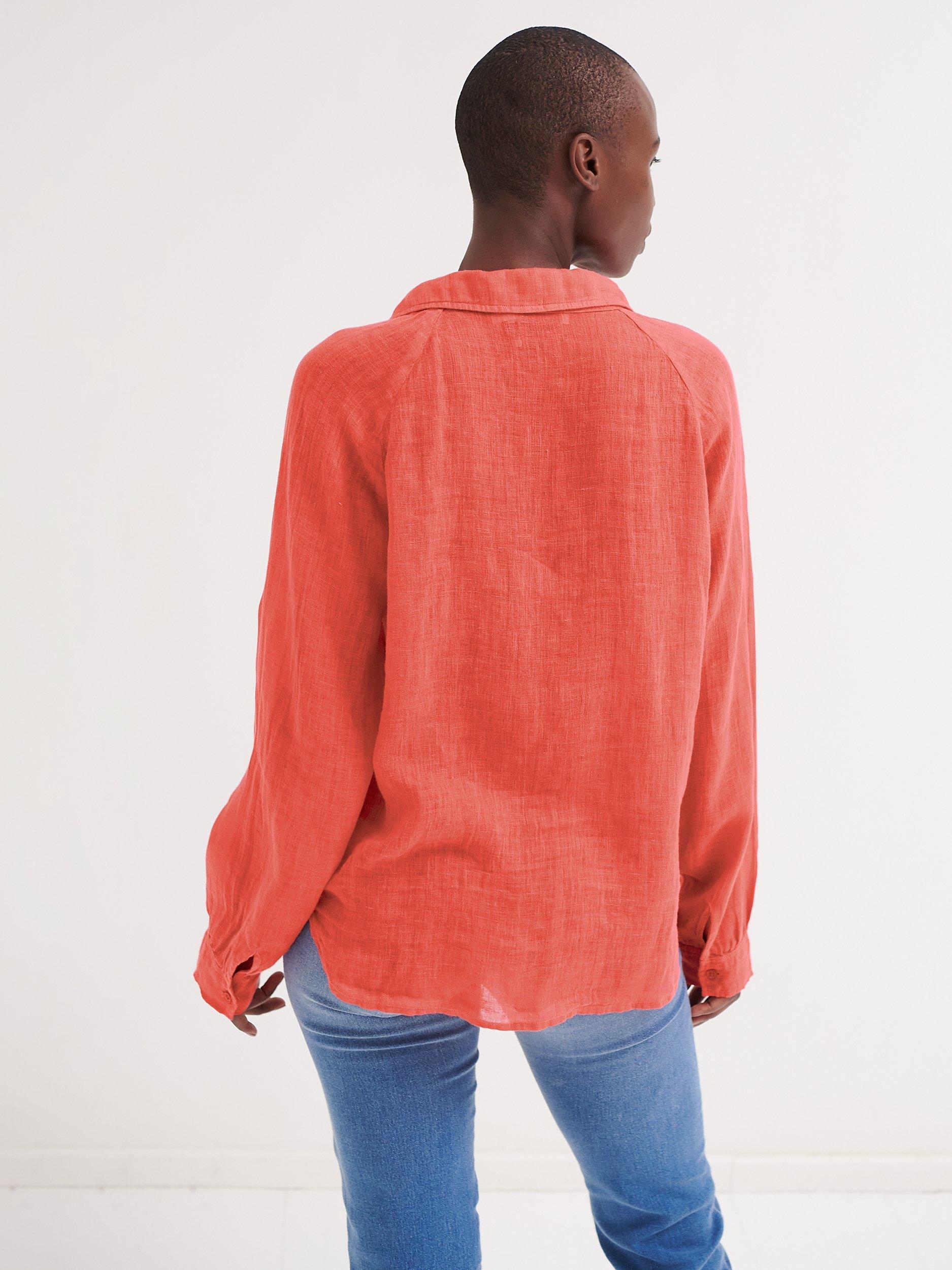 Product image 3 of 7, which shows NRBY Lydia Gauze Linen Blouse, Orange, S