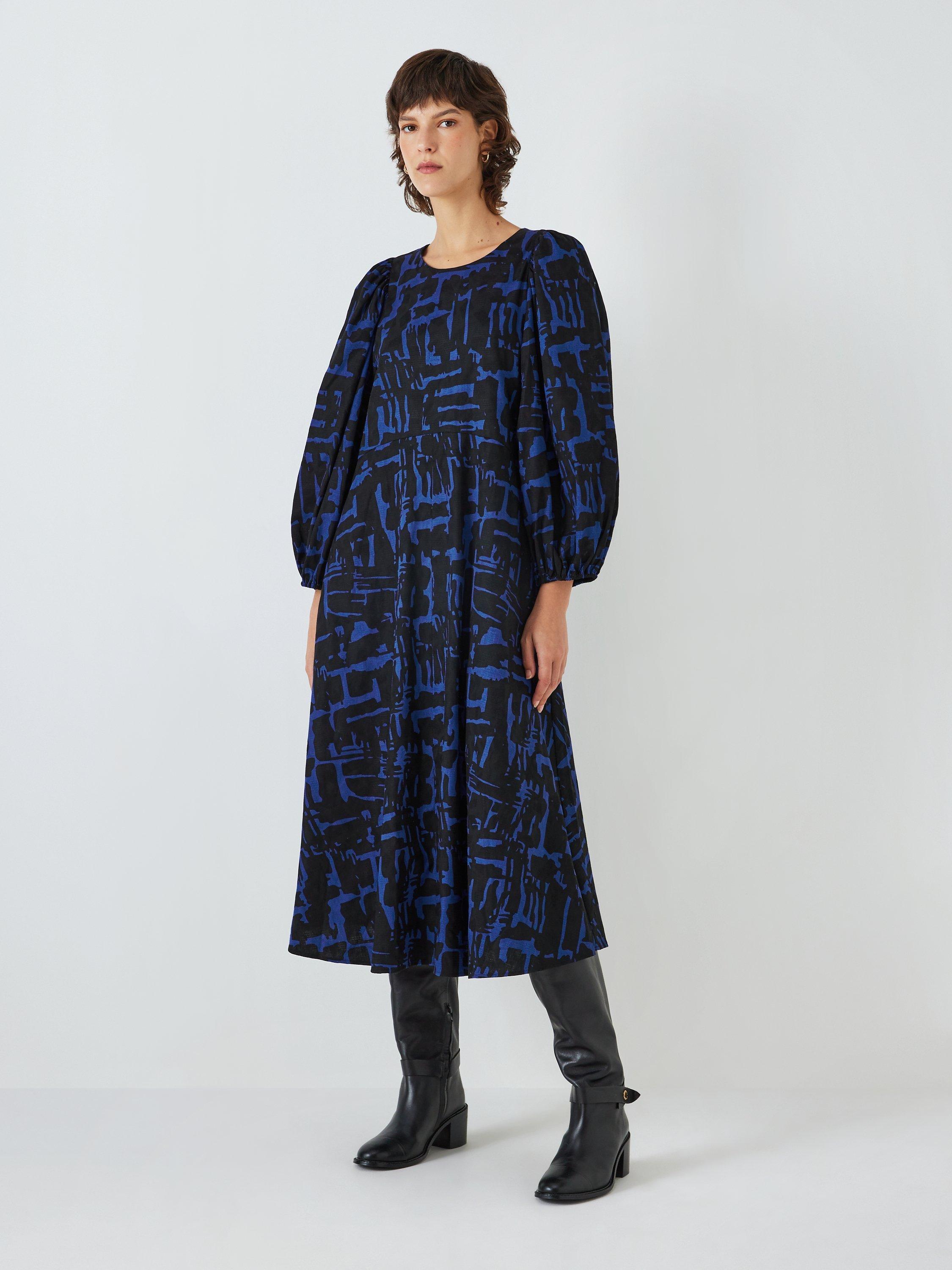 John Lewis Abstract Print Puff Sleeve Dress