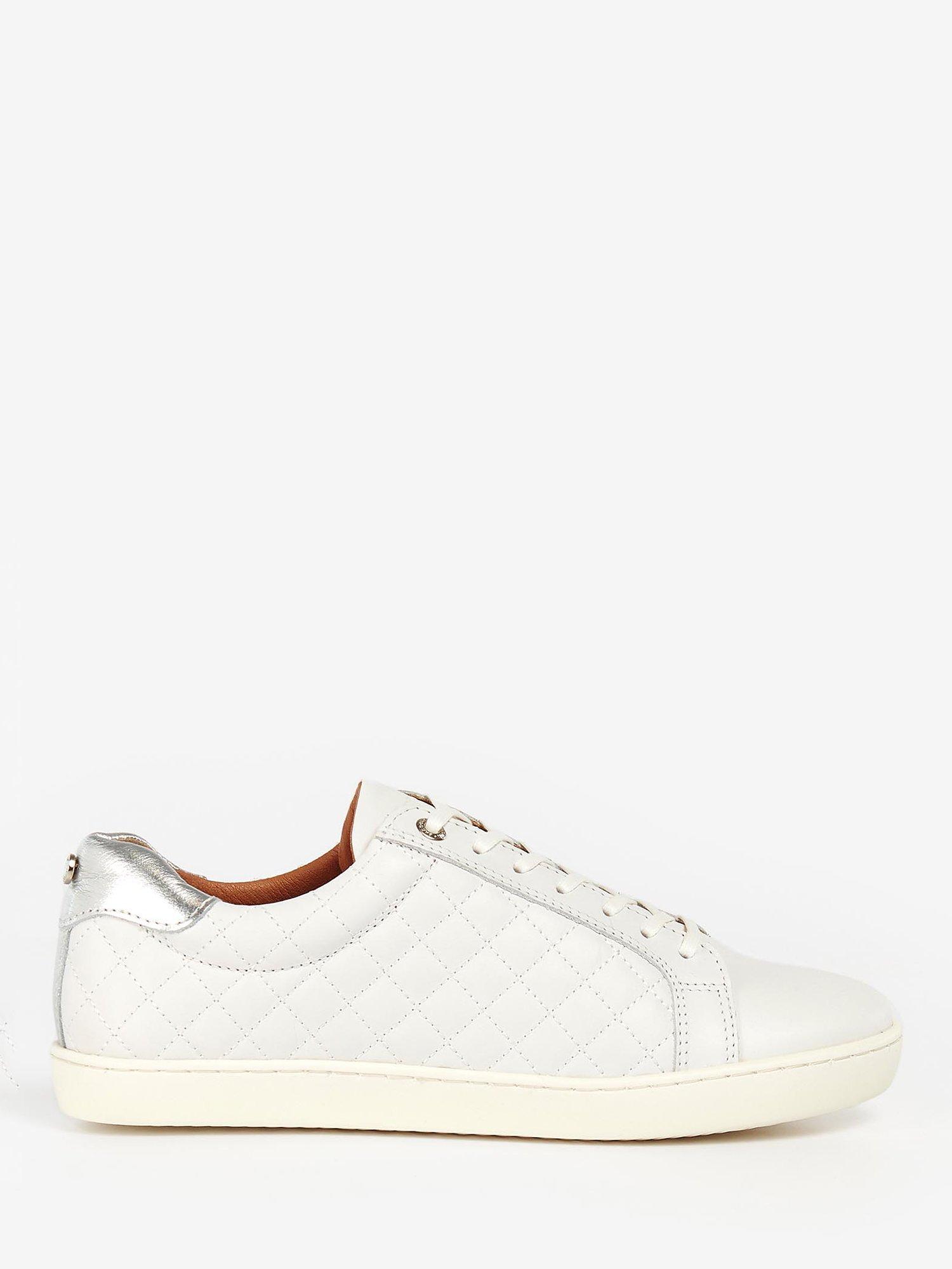 Barbour Cosmos Quilted Leather Trainers, White, 6