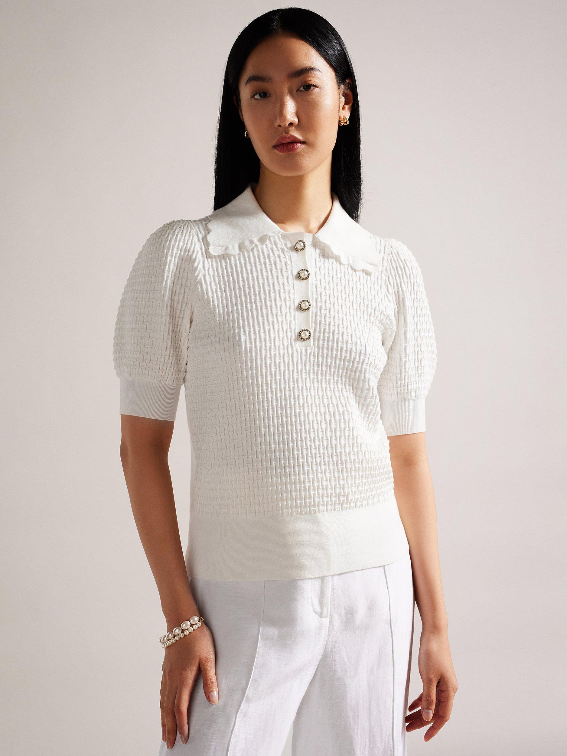 Ted Baker Reannia Polo Knit Blouse, White