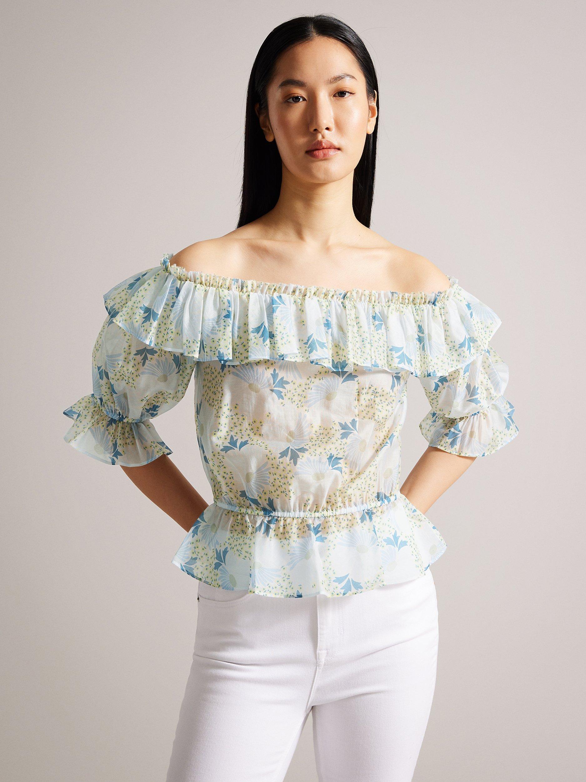 Ted Baker Trisia Off The Shoulder Top, Sky Blue