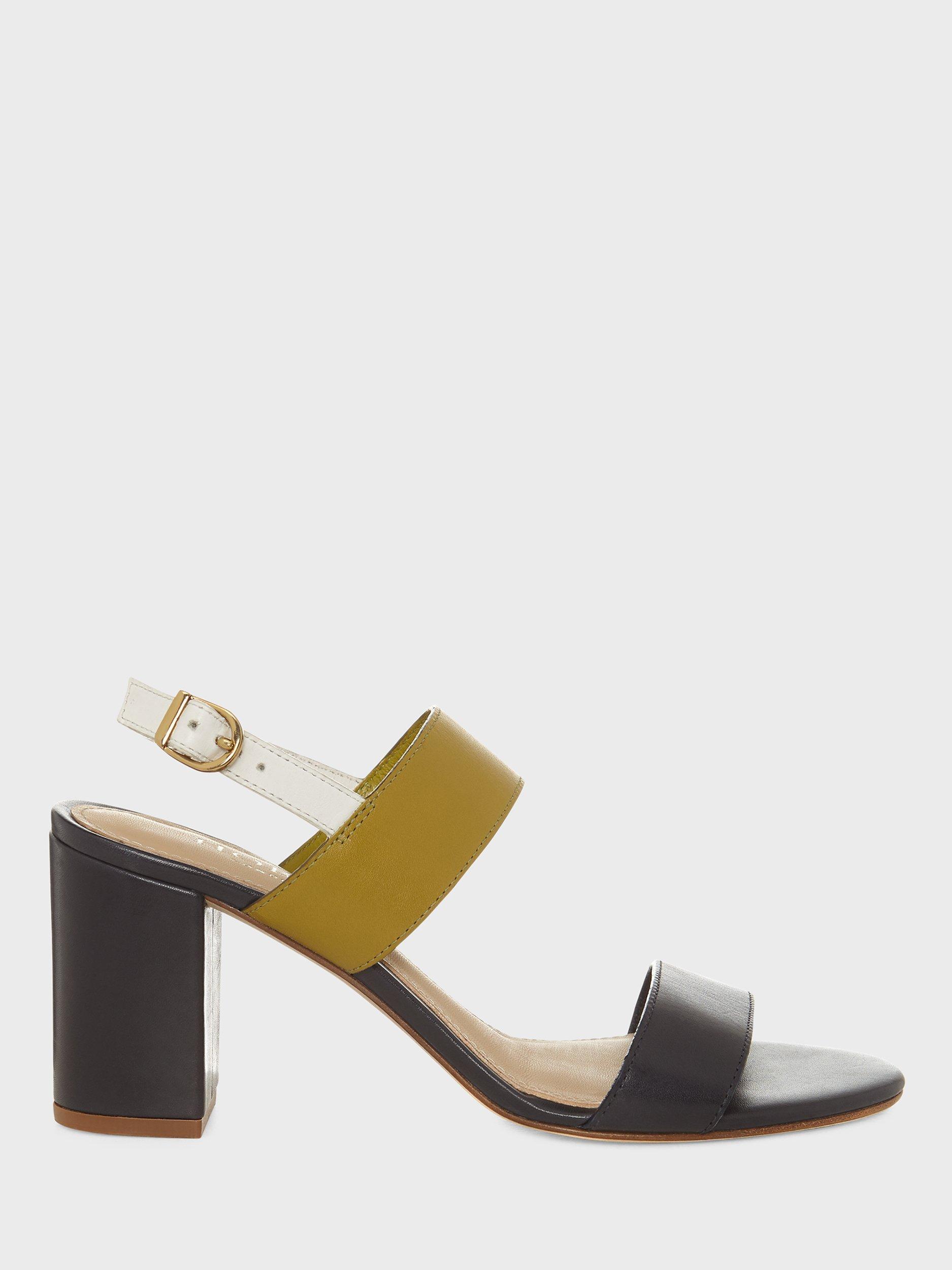 Hobbs Blake Leather Colour Block Heeled Sandals, Navy