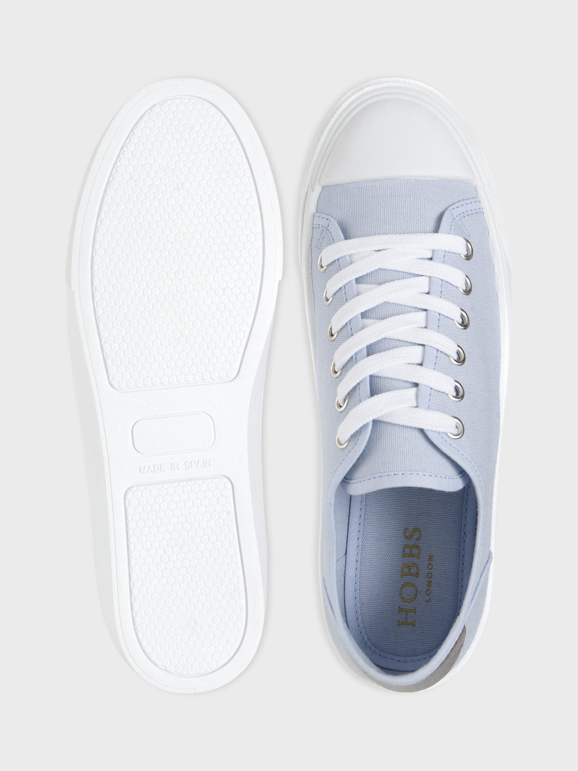Product image 2 of 5, which shows Hobbs Bess Cotton Canvas Trainers, Blue, 3