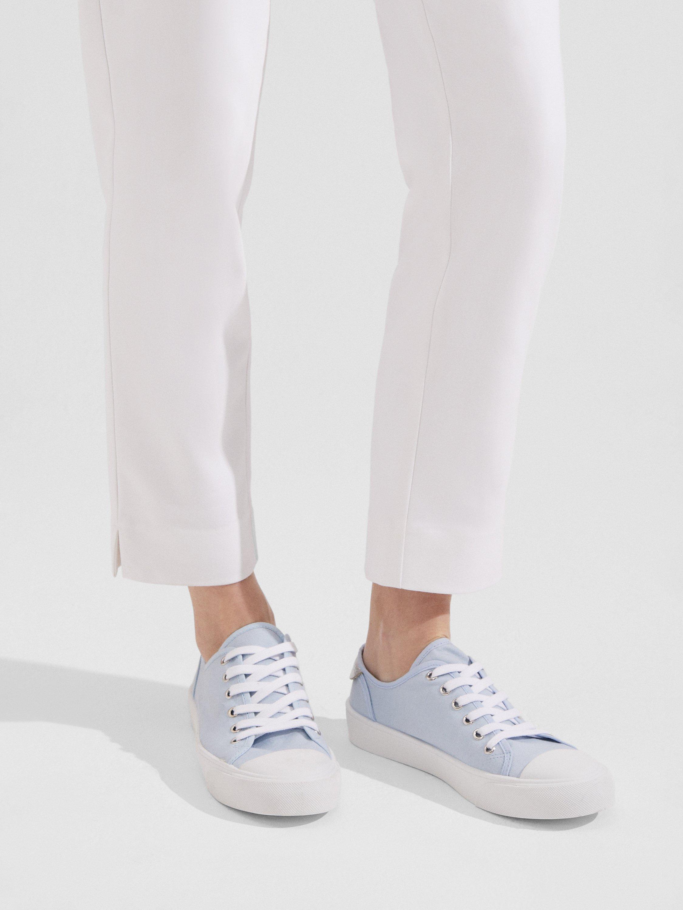 Product image 5 of 5, which shows Hobbs Bess Cotton Canvas Trainers, Blue, 3