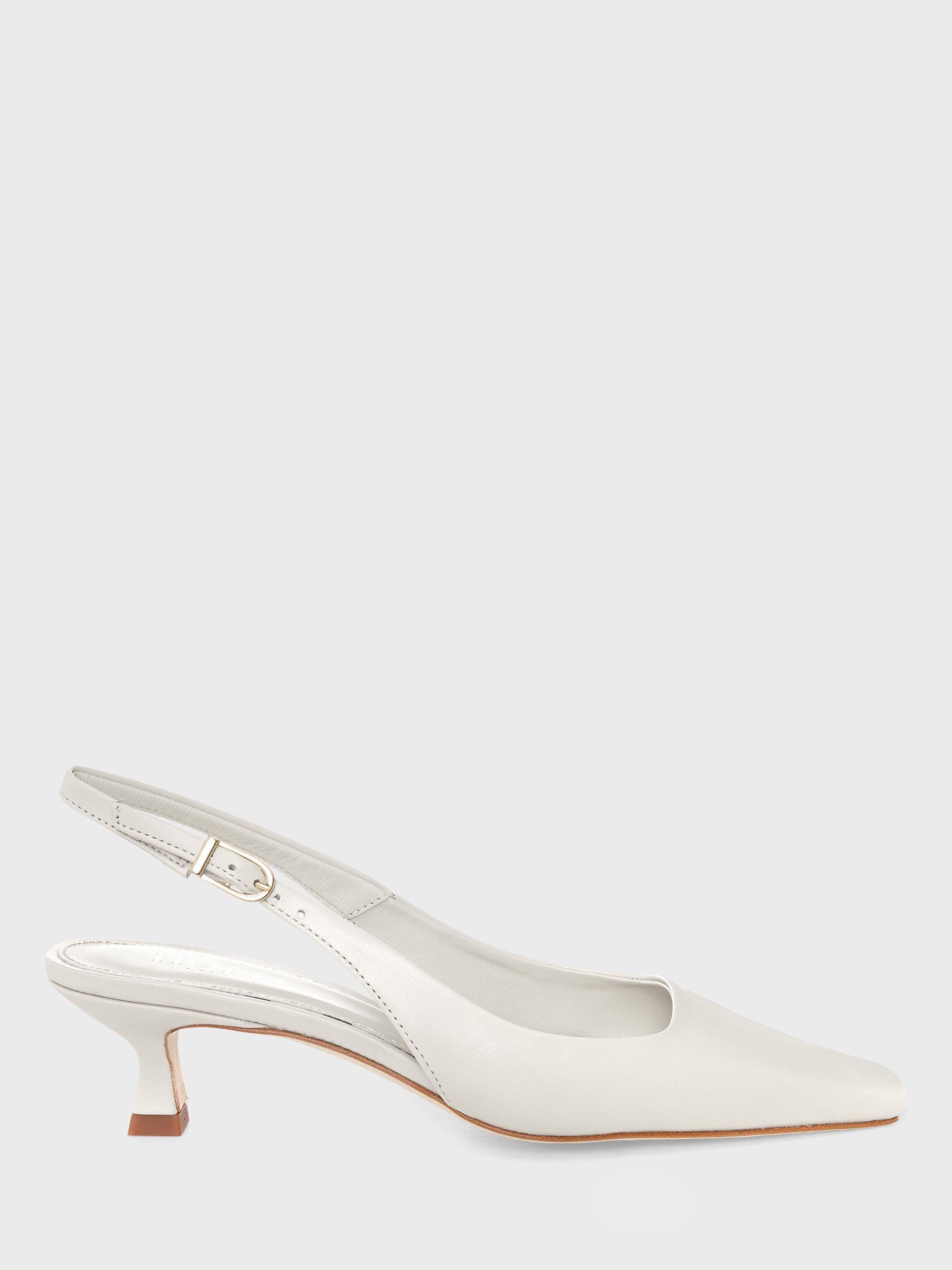 Hobbs Dita Leather Slingback Kitten Heel Court Shoes, Ivory
