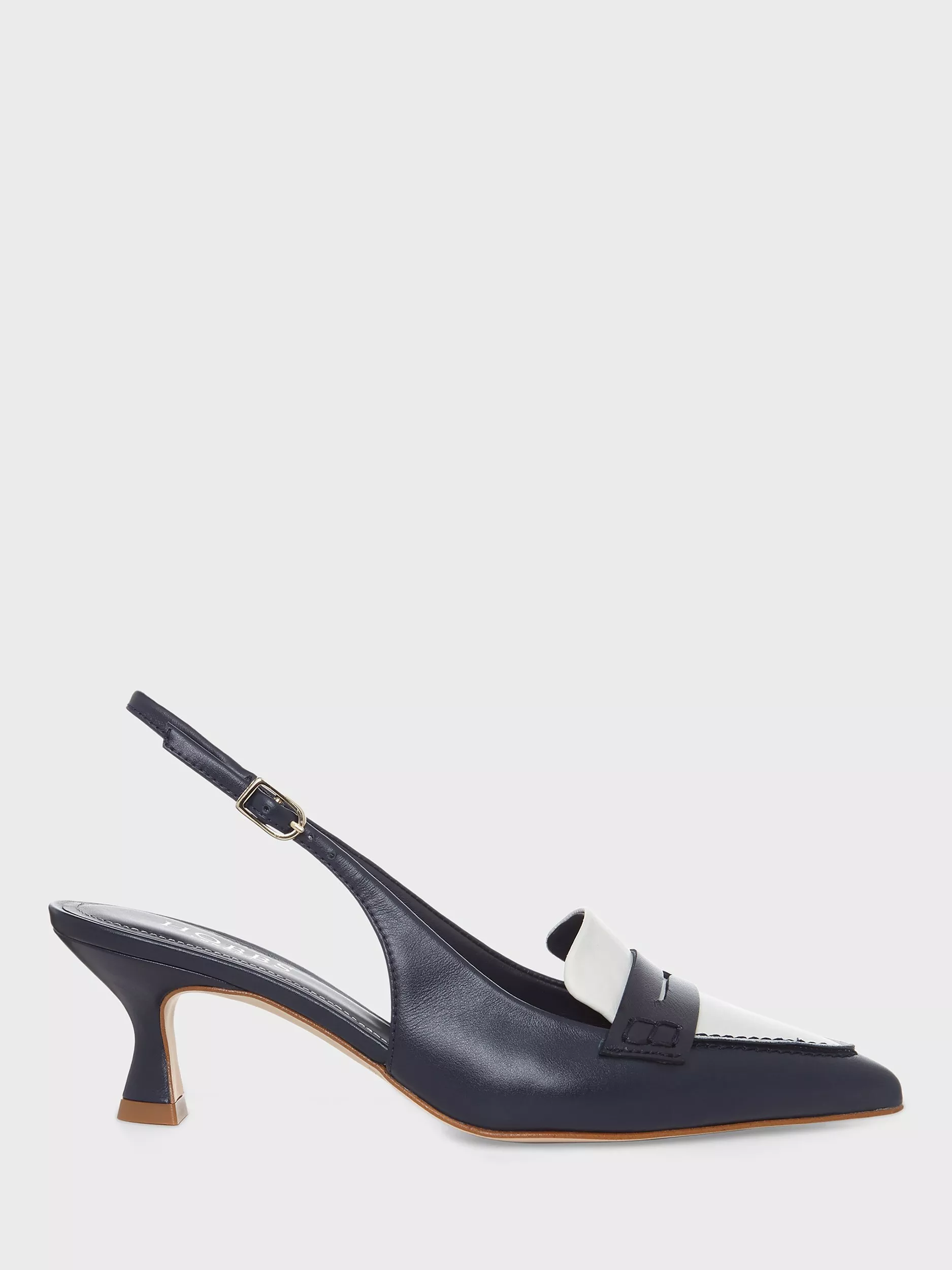 Hobbs Mischa Leather Slingback Court Shoes Navy Ivory