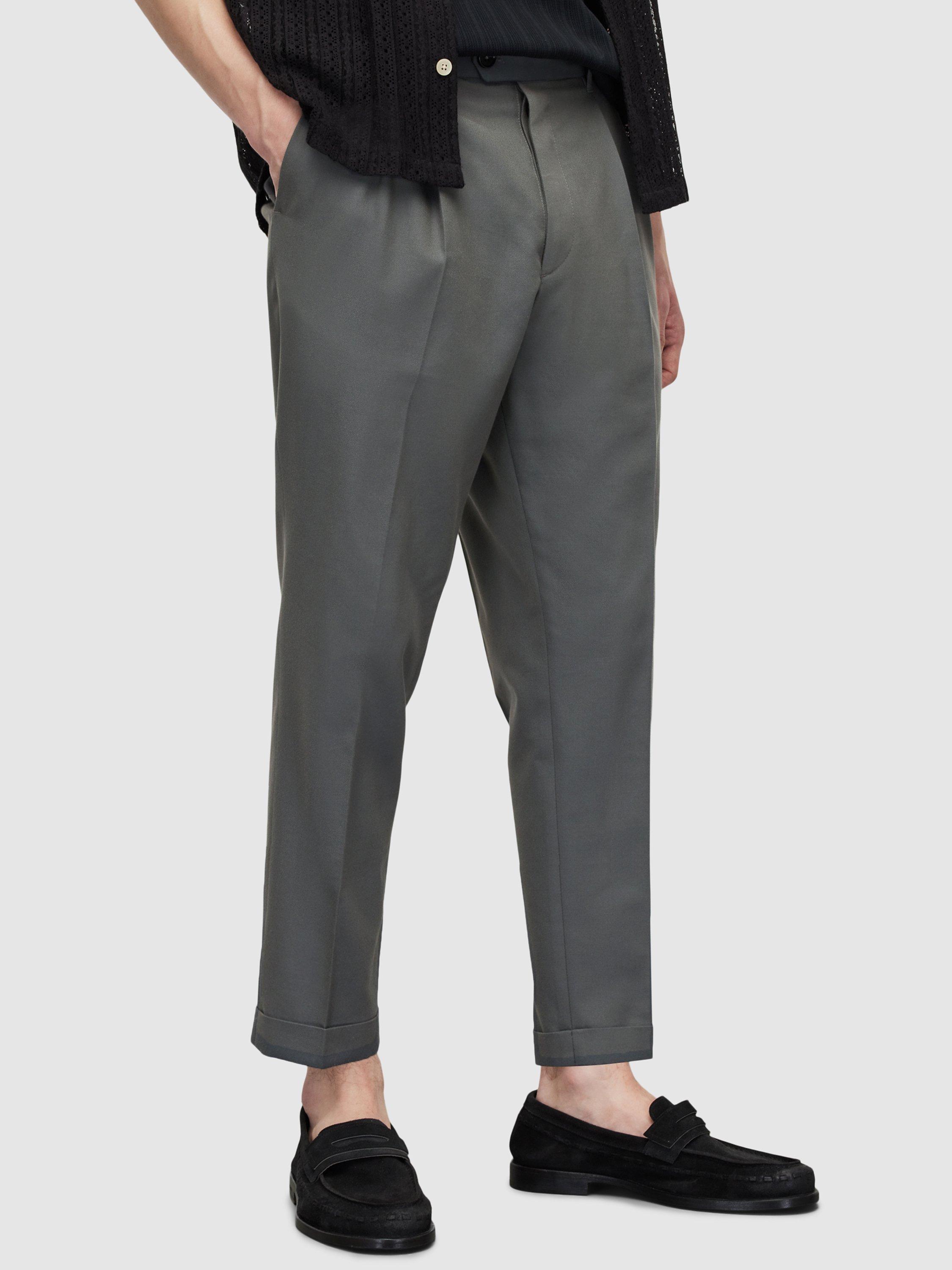 AllSaints Tallis Cotton Wool Blend Trousers, Grey