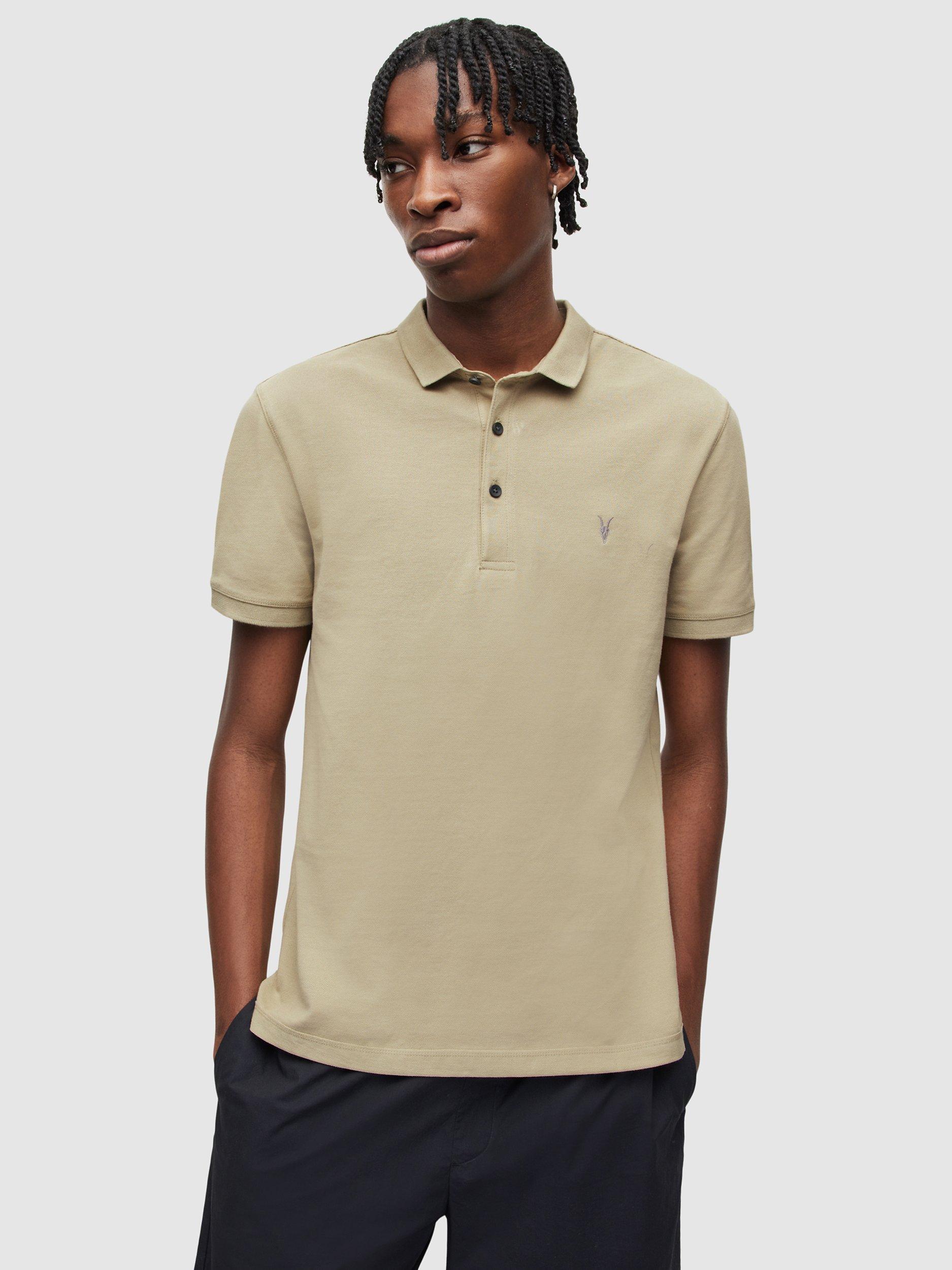 AllSaints Reform Short Sleeve Polo Top, Clay Green