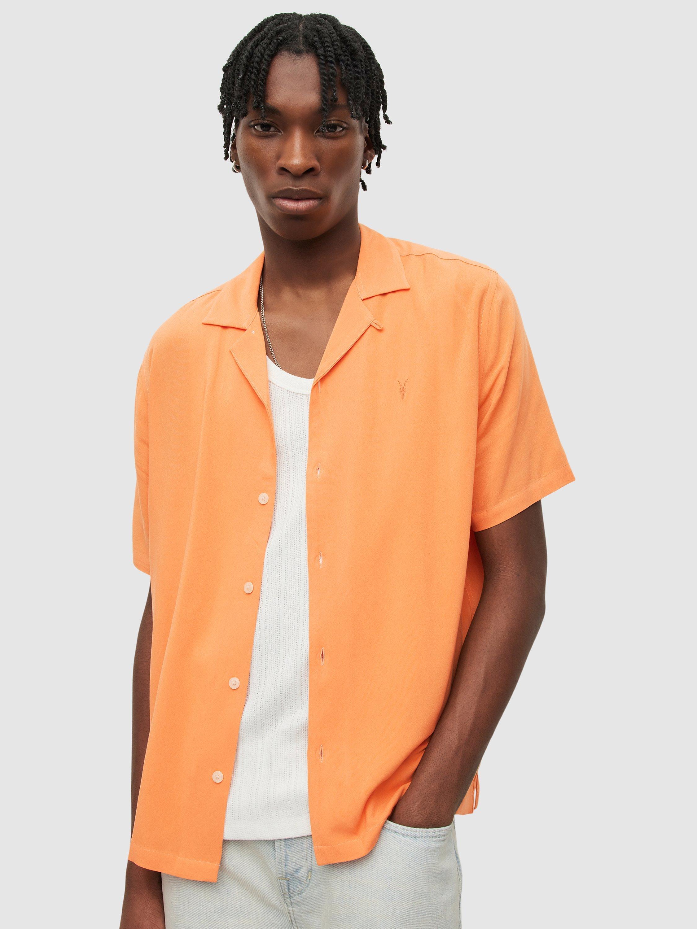 AllSaints Venice Short Sleeve Shirt, Sicilia Orange