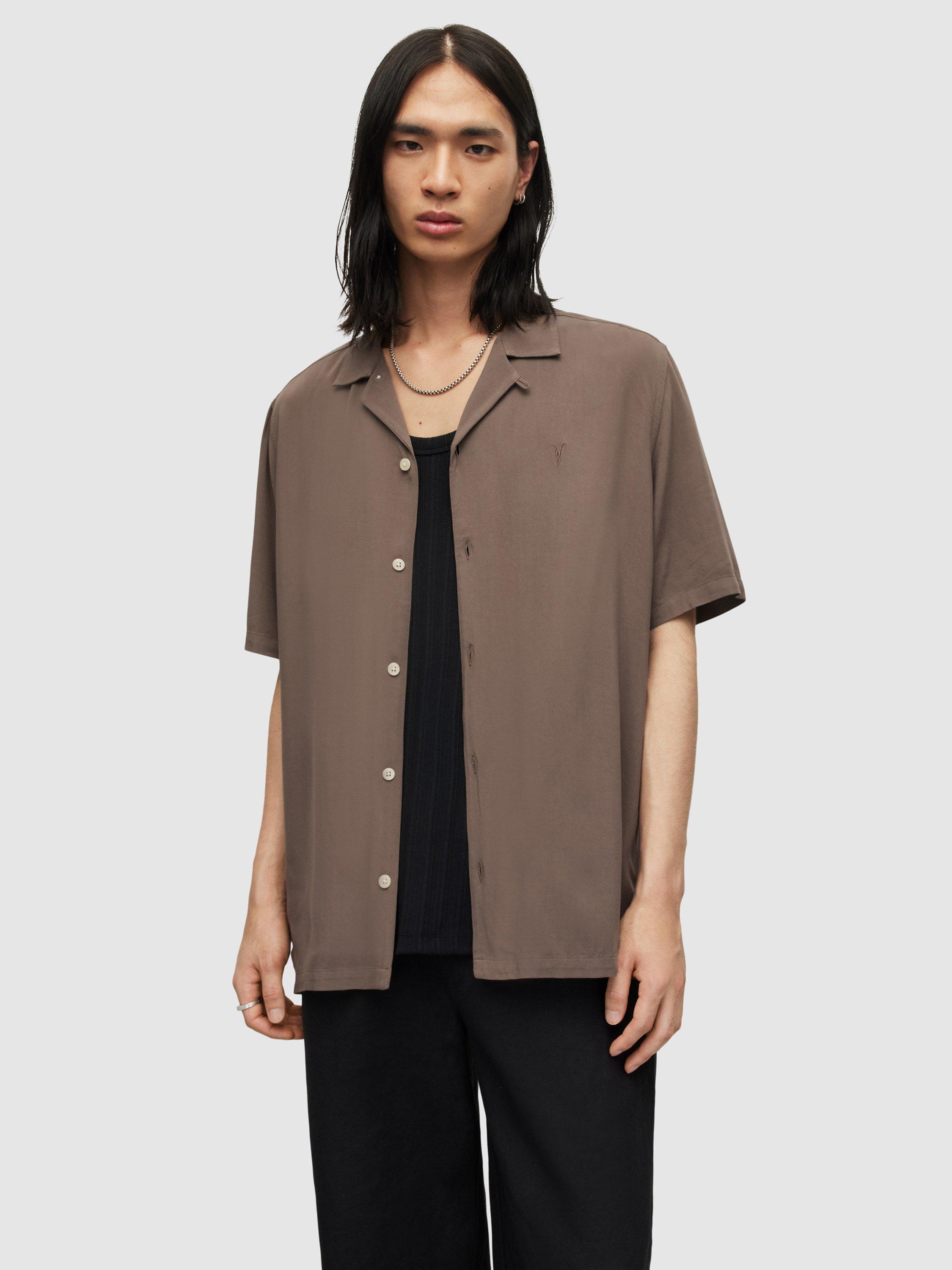 AllSaints Venice Short Sleeve Shirt, Wood Brown