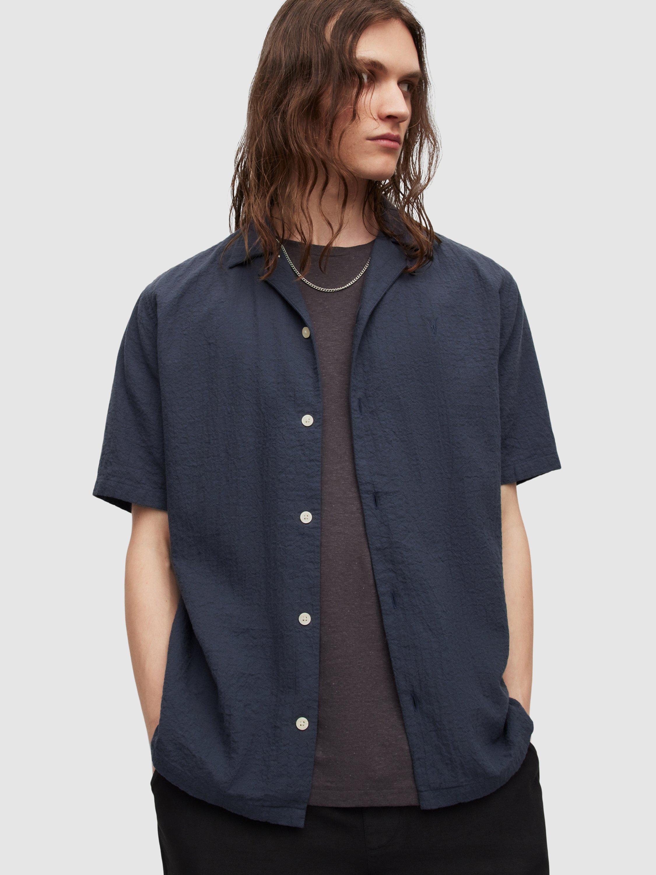 AllSaints Mattole Short Sleeve Shirt, Midnight Blue