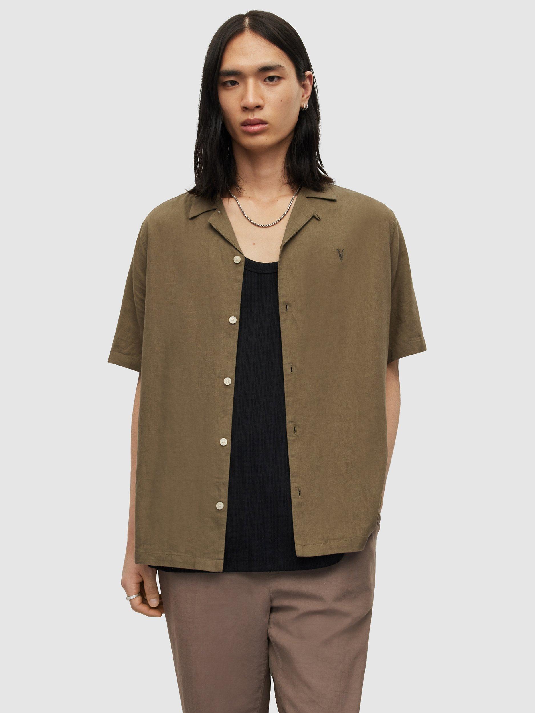 AllSaints Canal Short Sleeve Shirt, Earthy Brown