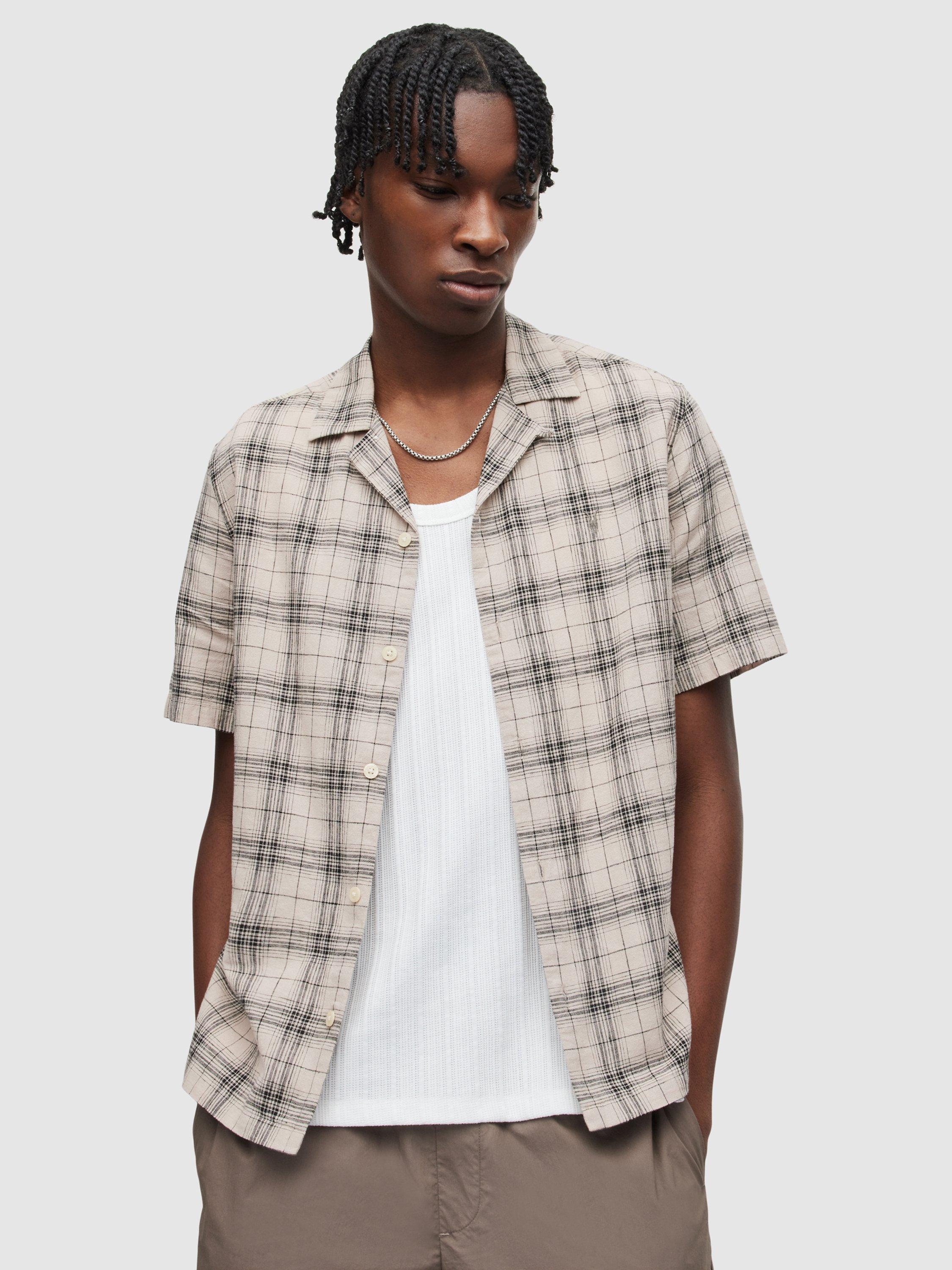 AllSaints Serra Short Sleeve Shirt, Biscuit Taupe