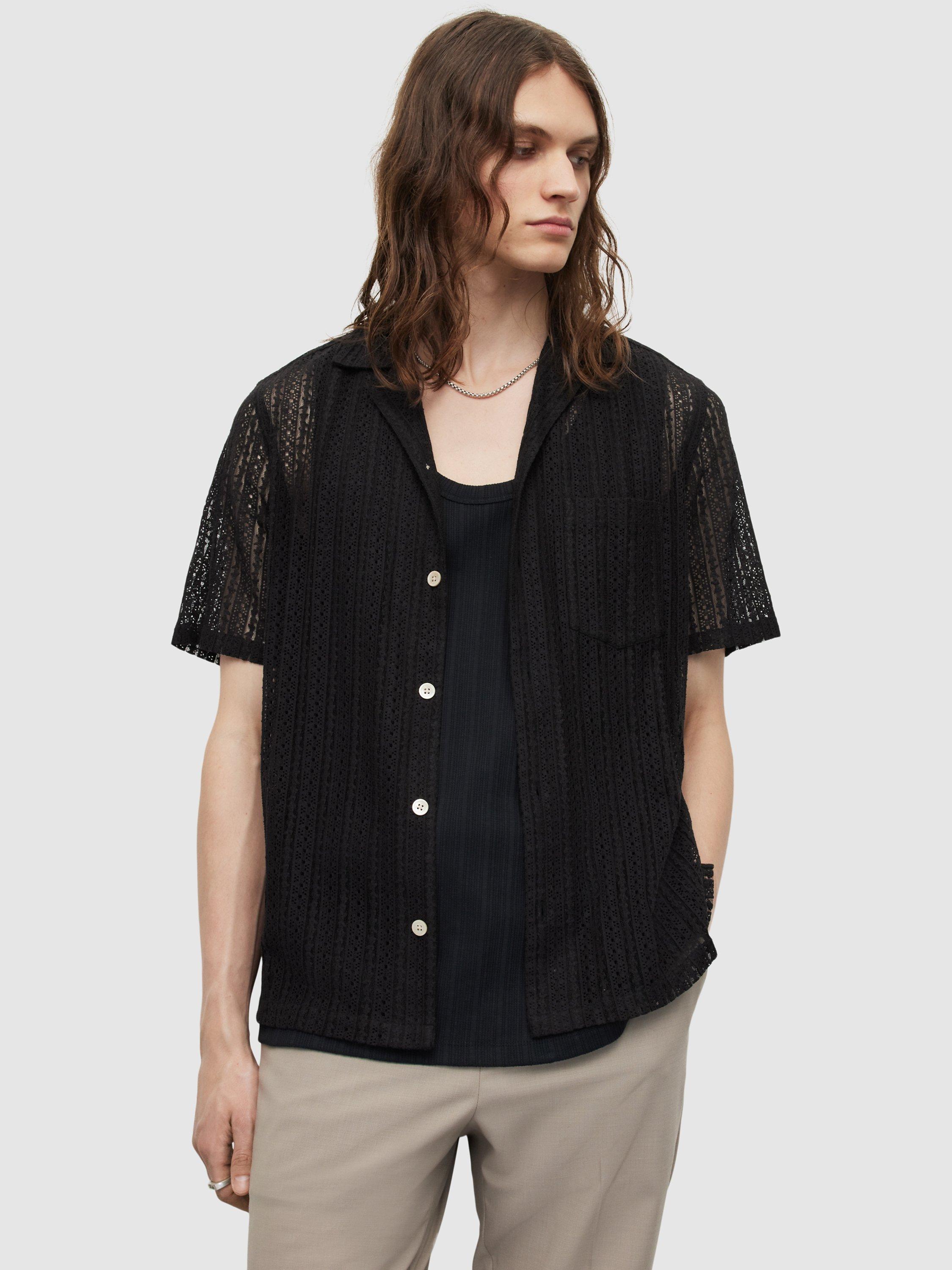 AllSaints Cala Short Sleeve Shirt, Jet Black