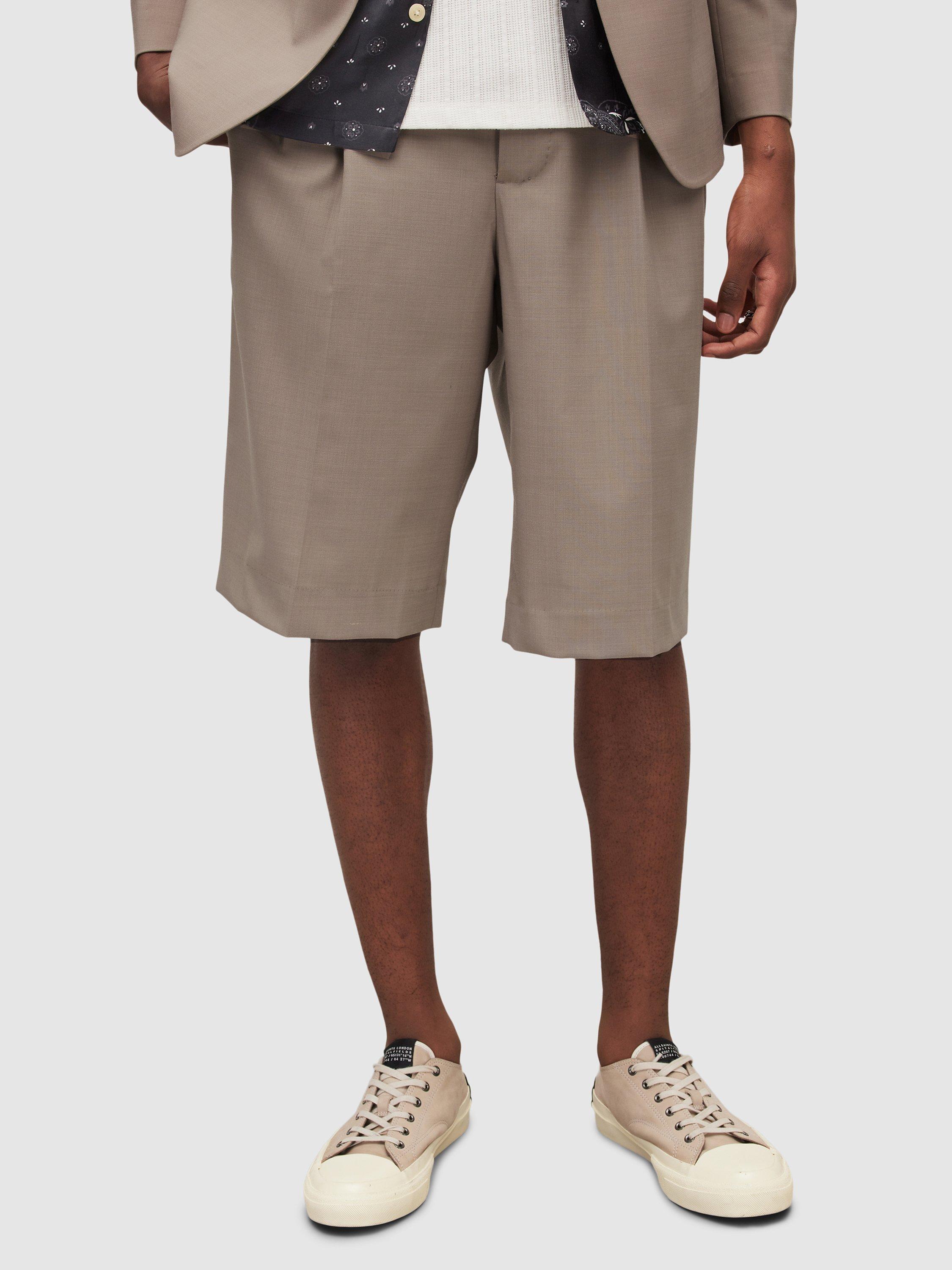 AllSaints Capulet Wool Blend Shorts, Stone