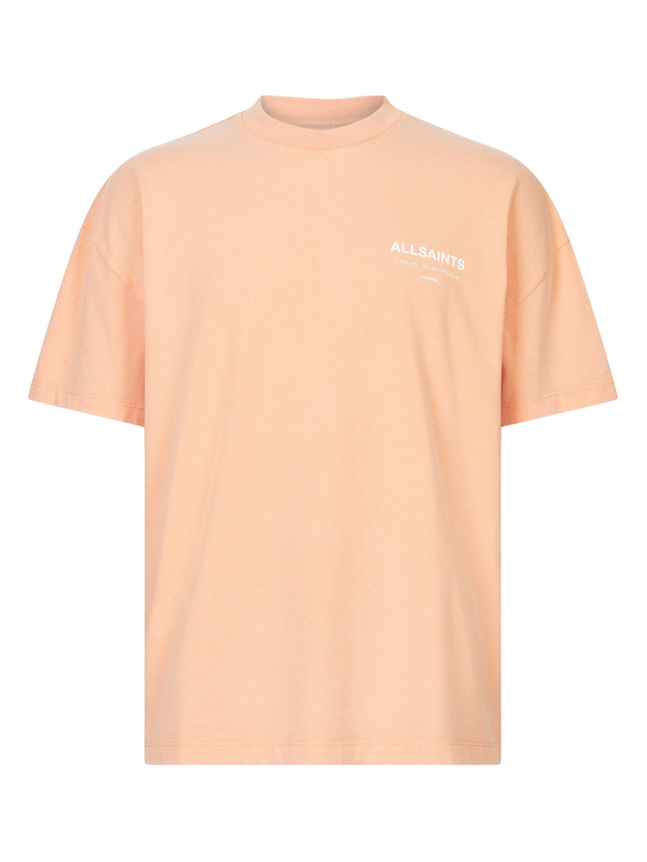 Product image 5 of 10, which shows AllSaints Underground T-Shirt, Orange/Cala White, XS