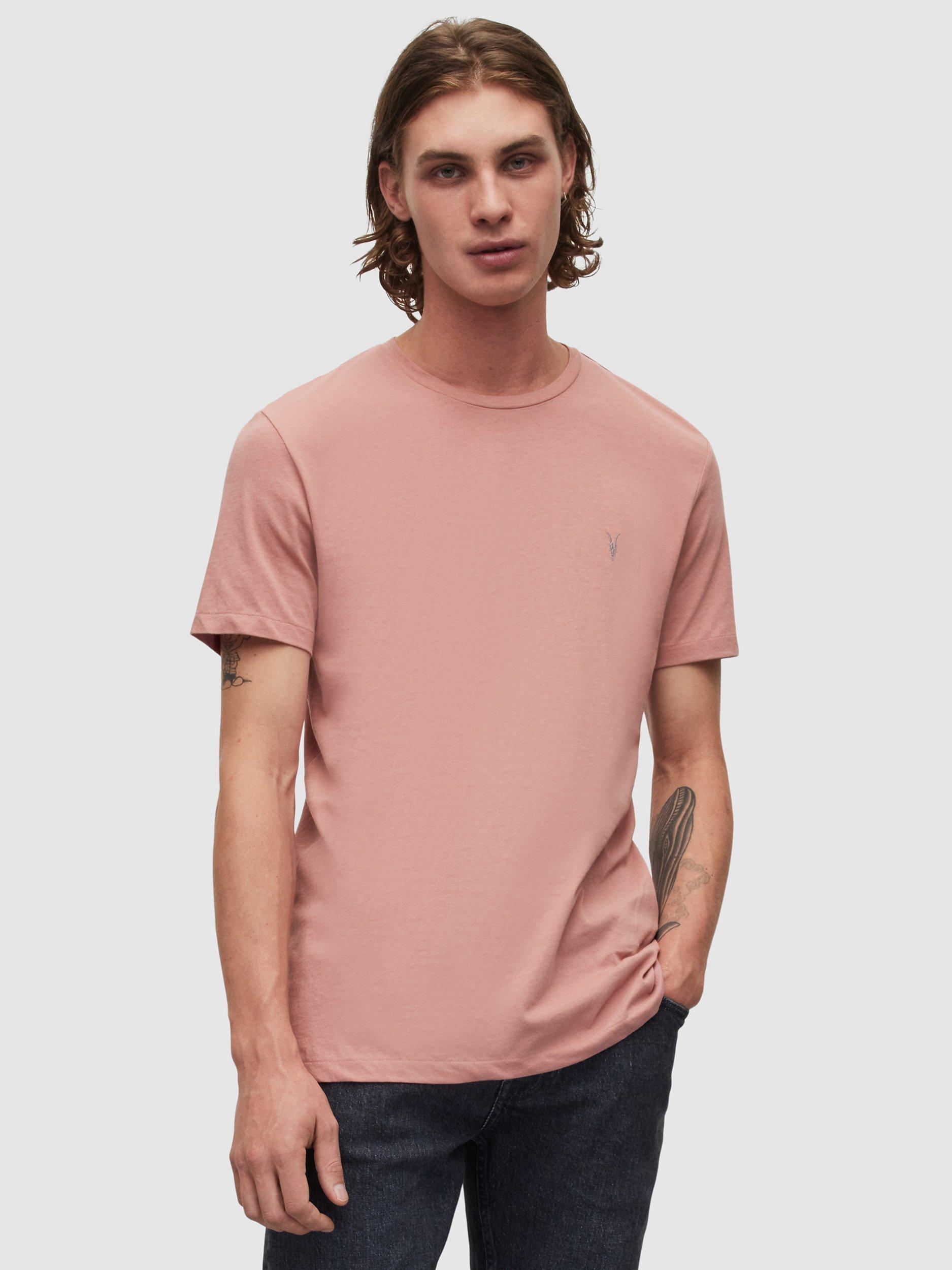 AllSaints Tonic Short Sleeve T-Shirt, Pack of 3, Pink/Grey/White, Pink/Gry Mrl/White