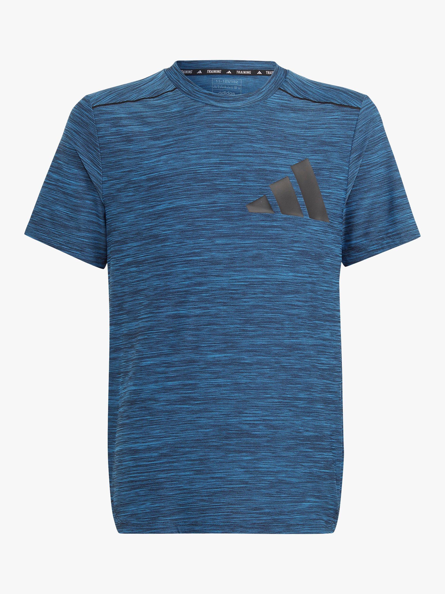 adidas Kids' AEROREADY Heather T-Shirt, Blue/Black